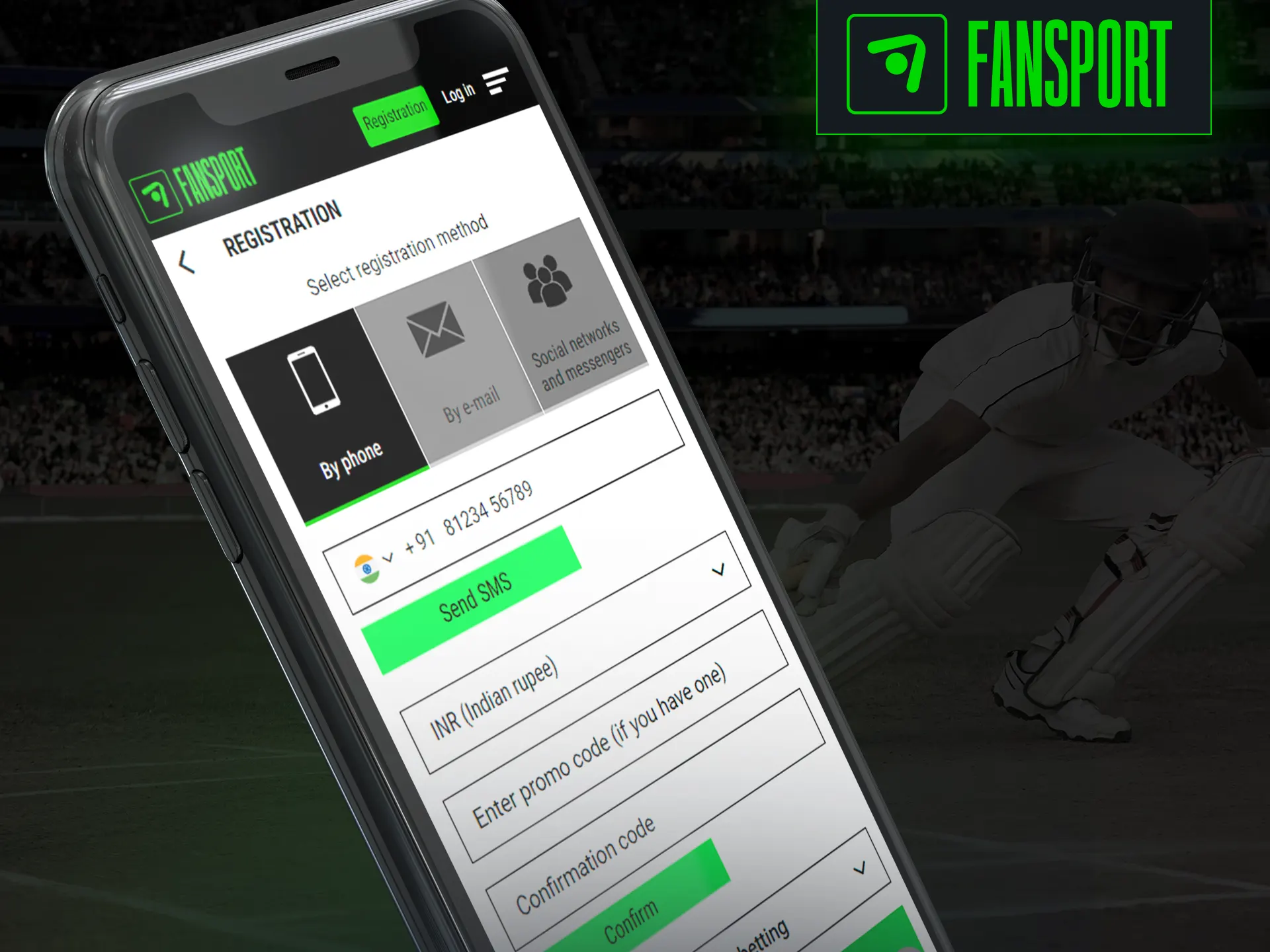 Sign up in the app or on the mobile version of the Fansport website.
