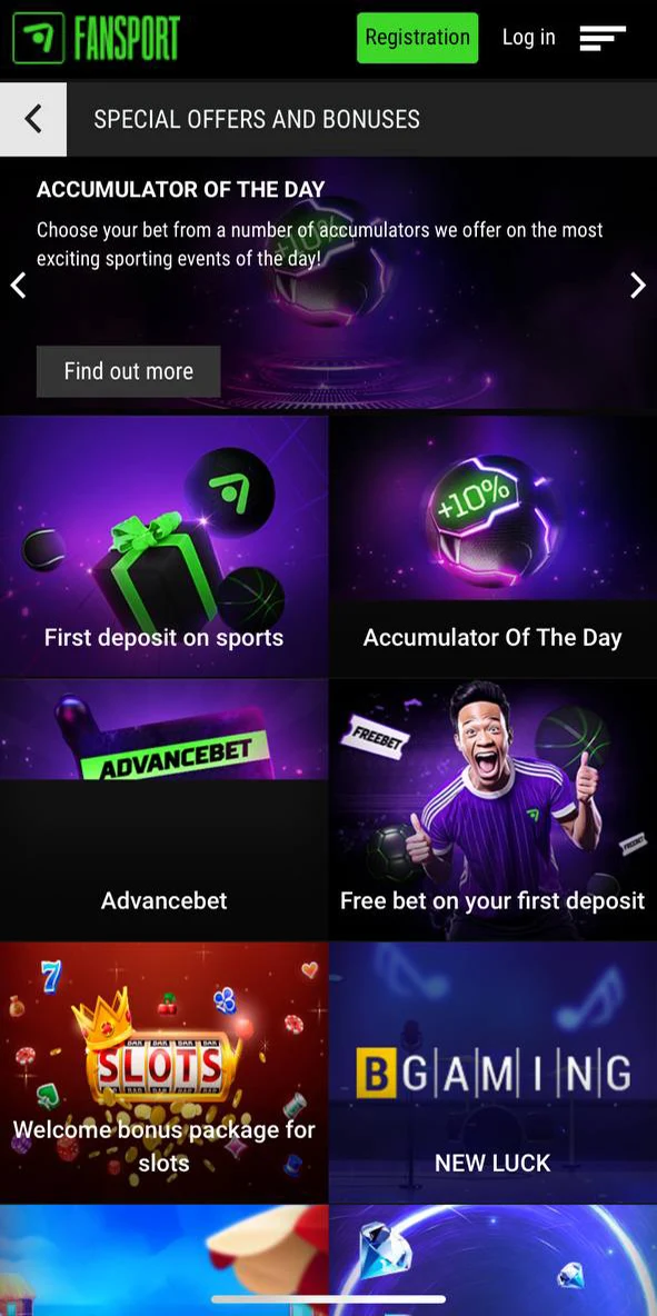 Get bonuses on the Fansport mobile app.