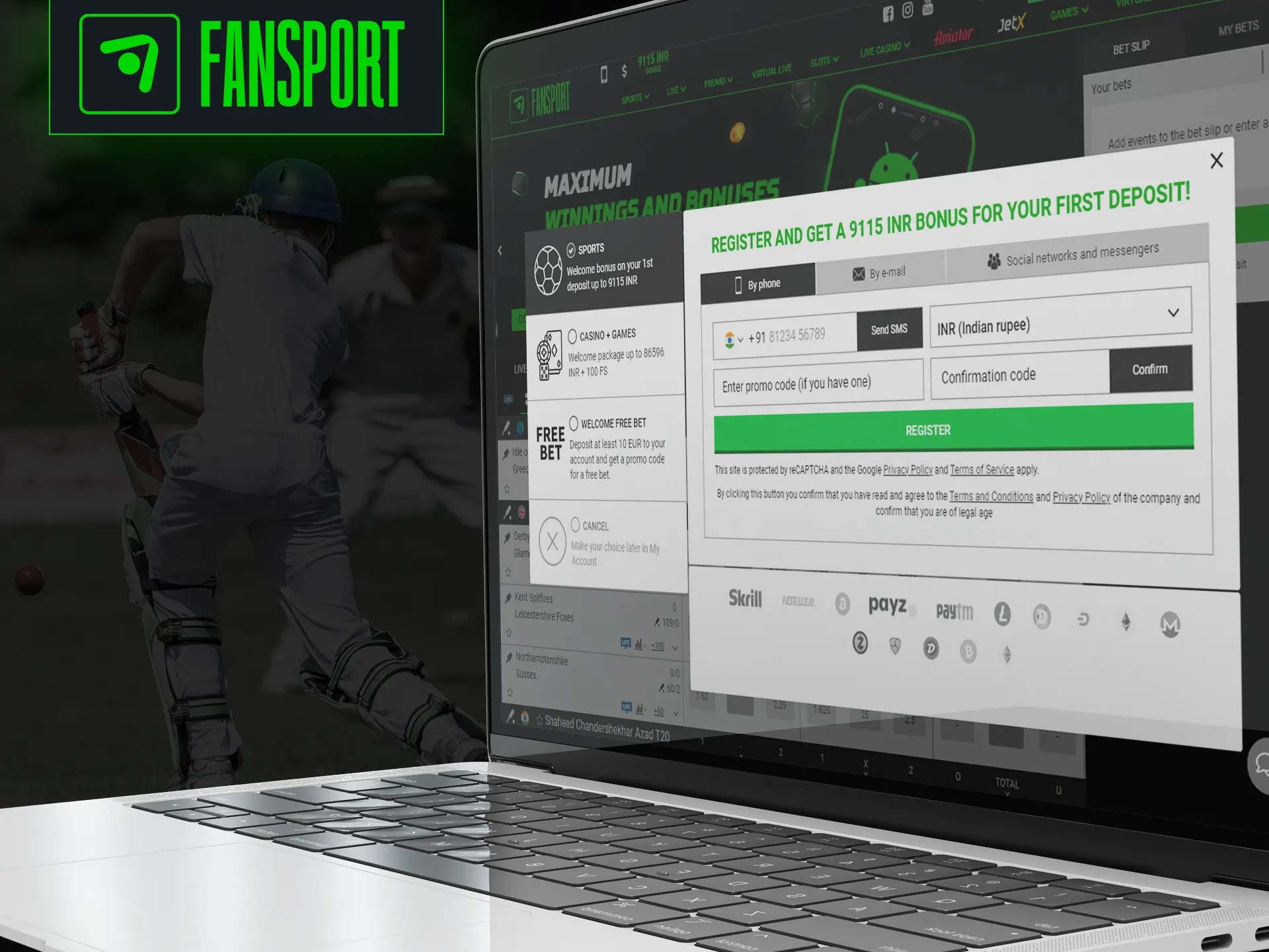 Sign up on the Fansport website.
