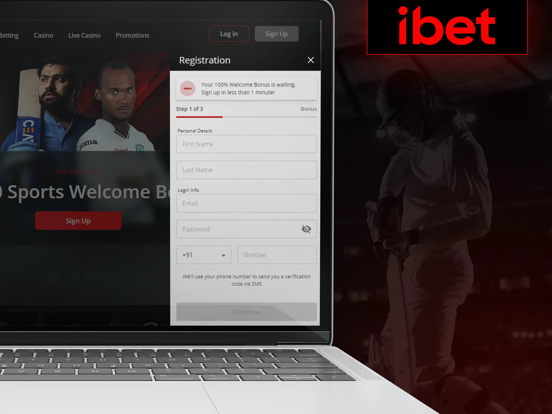 Register an account on the iBet website.