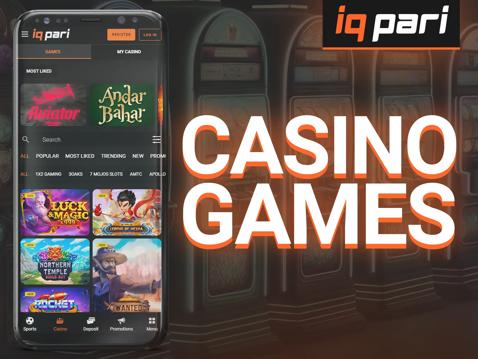 Play popular casino games on the IQ Pari app.