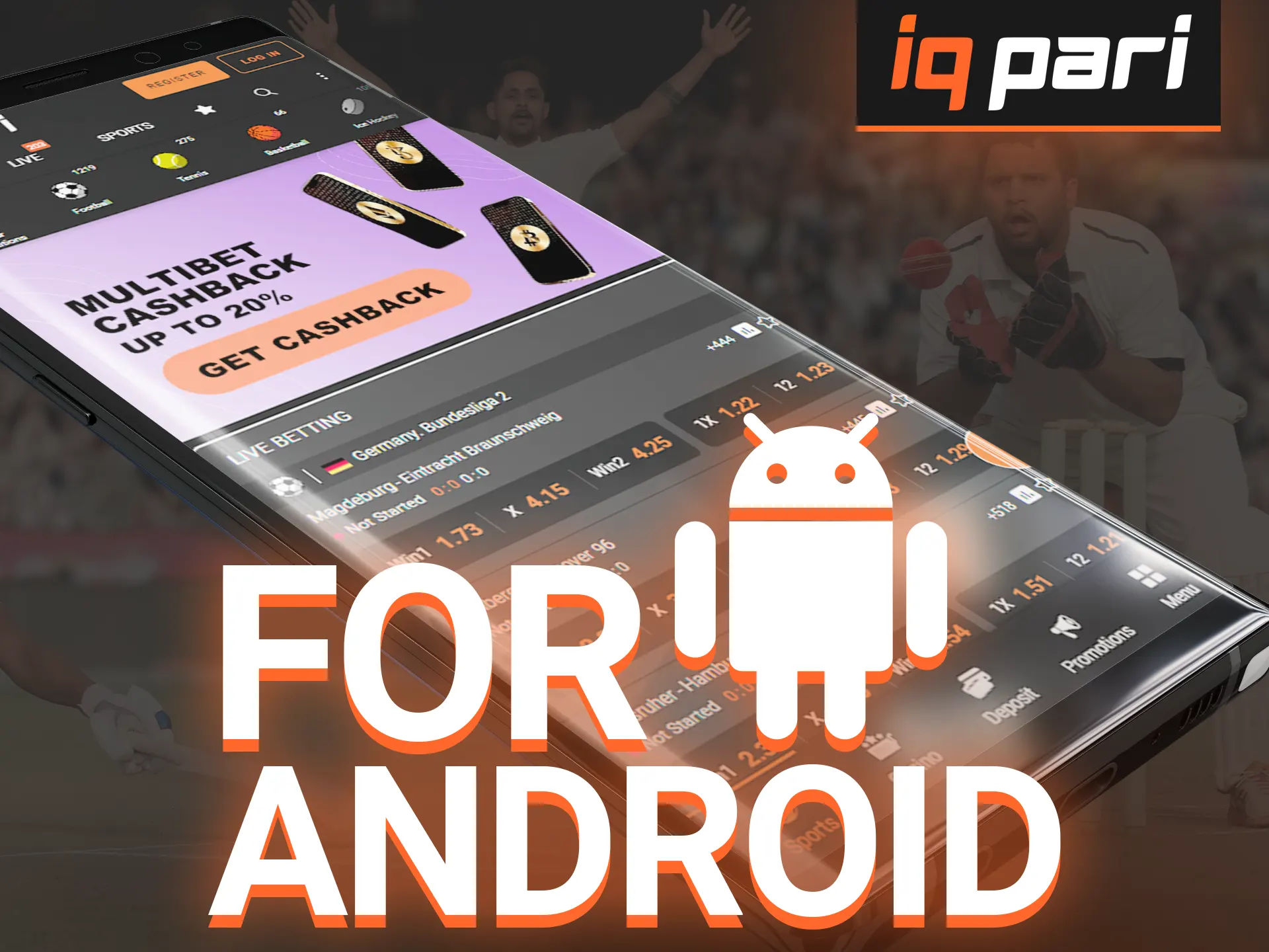 Bet and play on the IQ Pari website using your Android device.