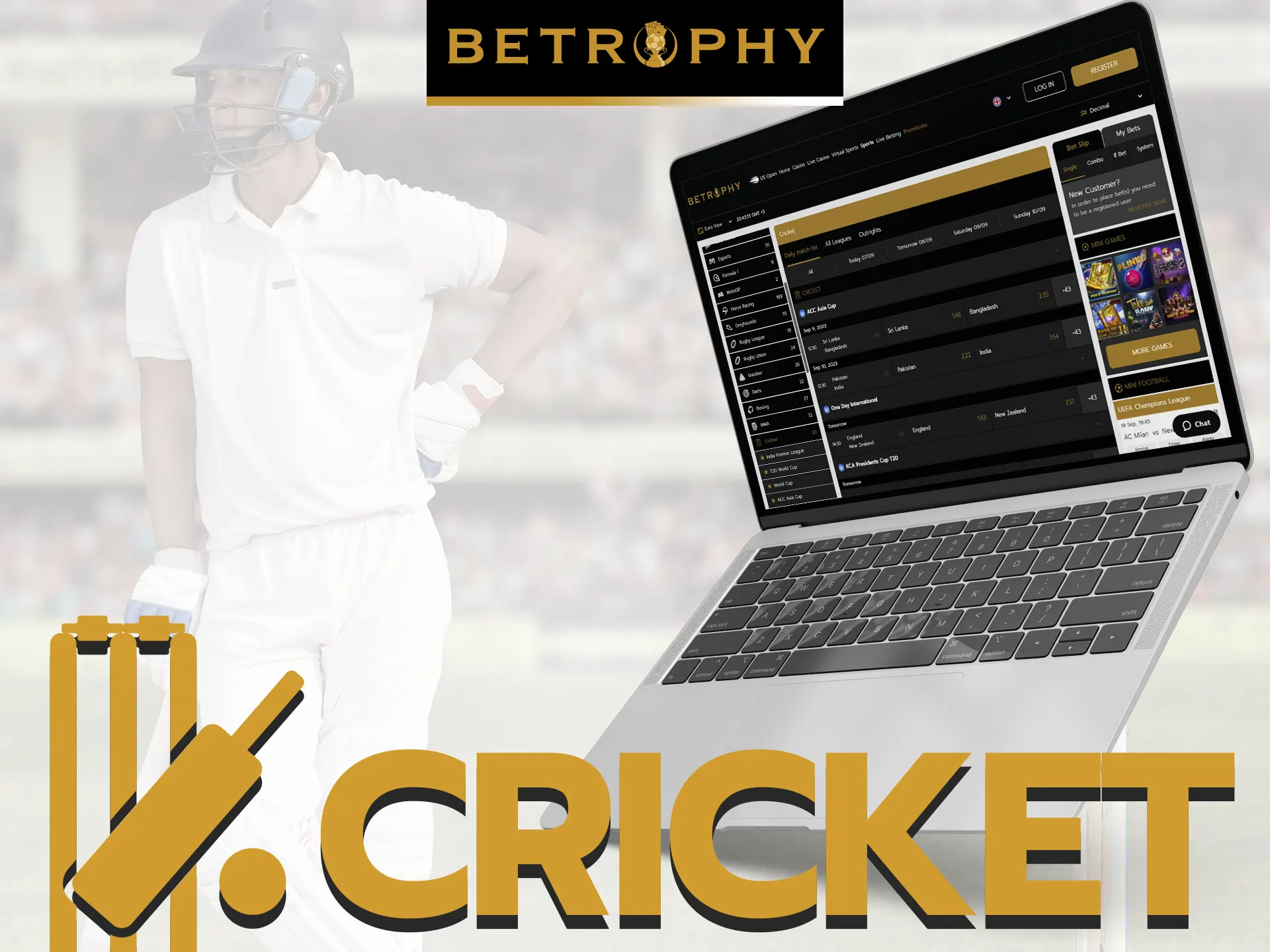 Bet on cricket with Betrophy.