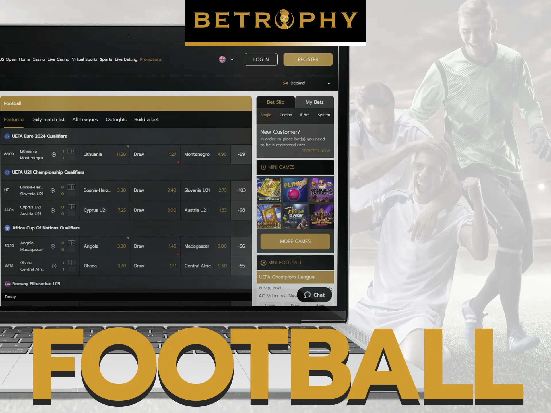 Bet on football with Betrophy.