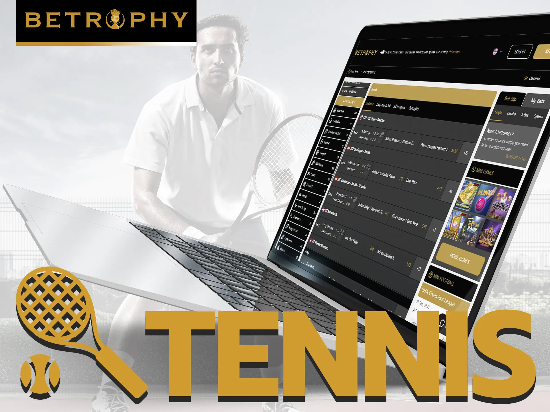 Place your bets on tennis with Betrophy.