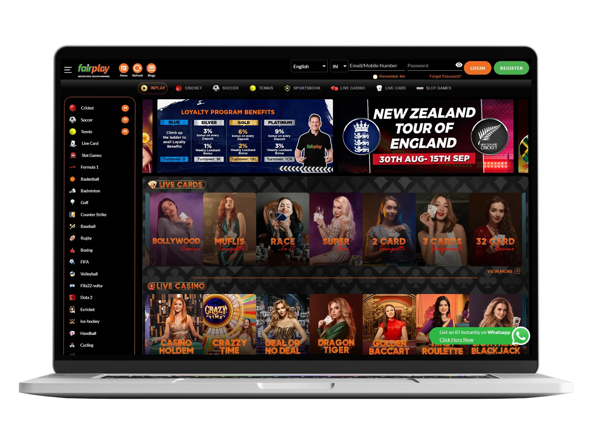 Fairplay offers dozens of sports disciplines and casino games that can be bet on the site or through the mobile app.