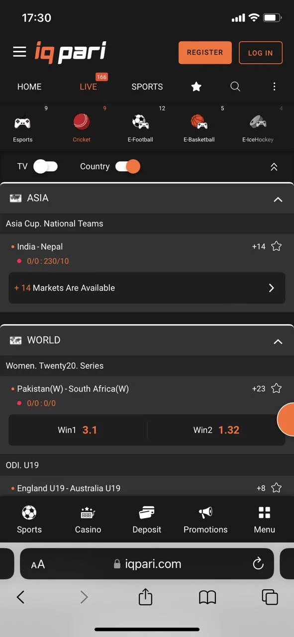 Play and bet on the website or in the IQ Pari app.