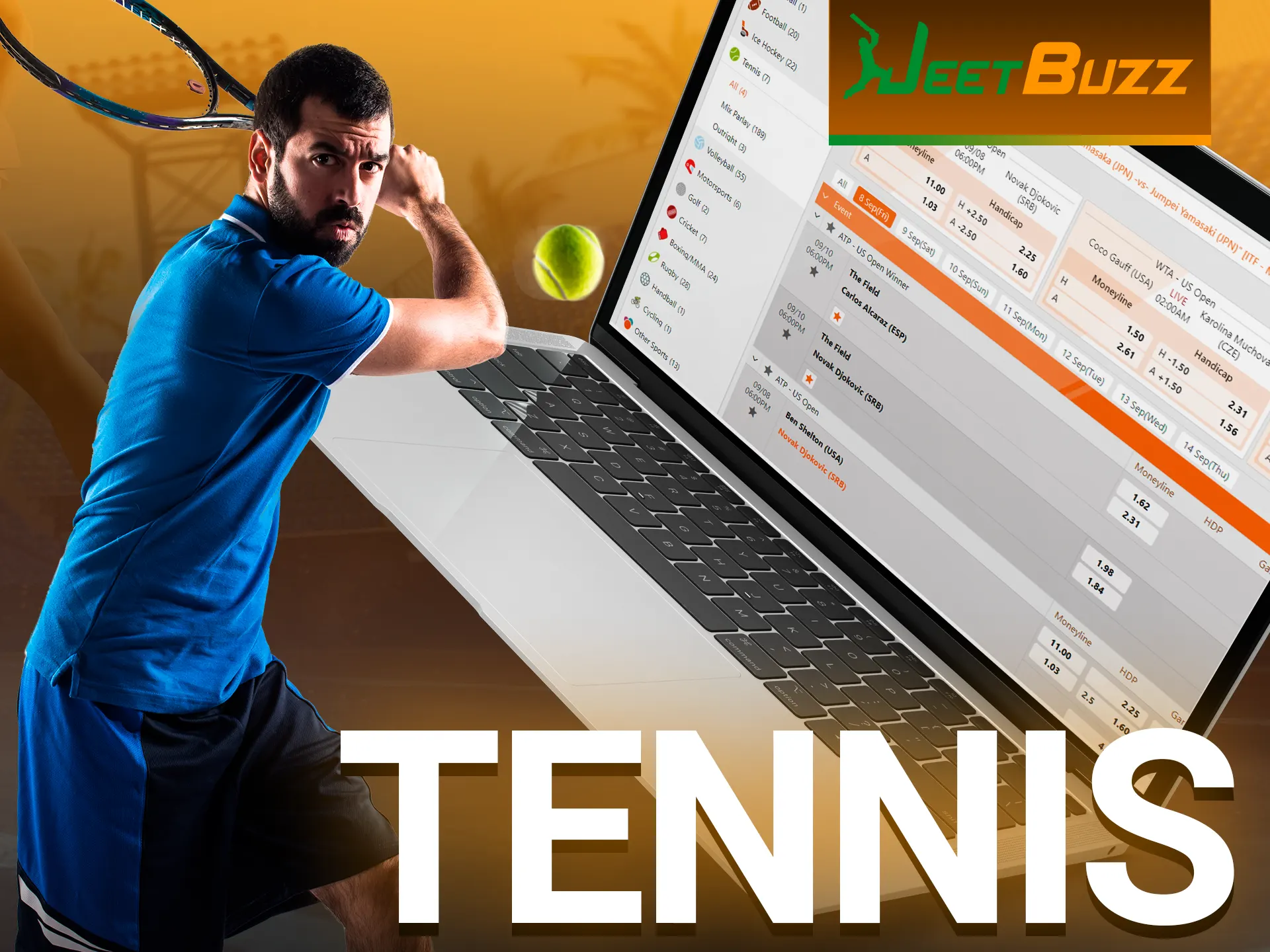 Bet on tennis tournaments with Jeetbuzz.