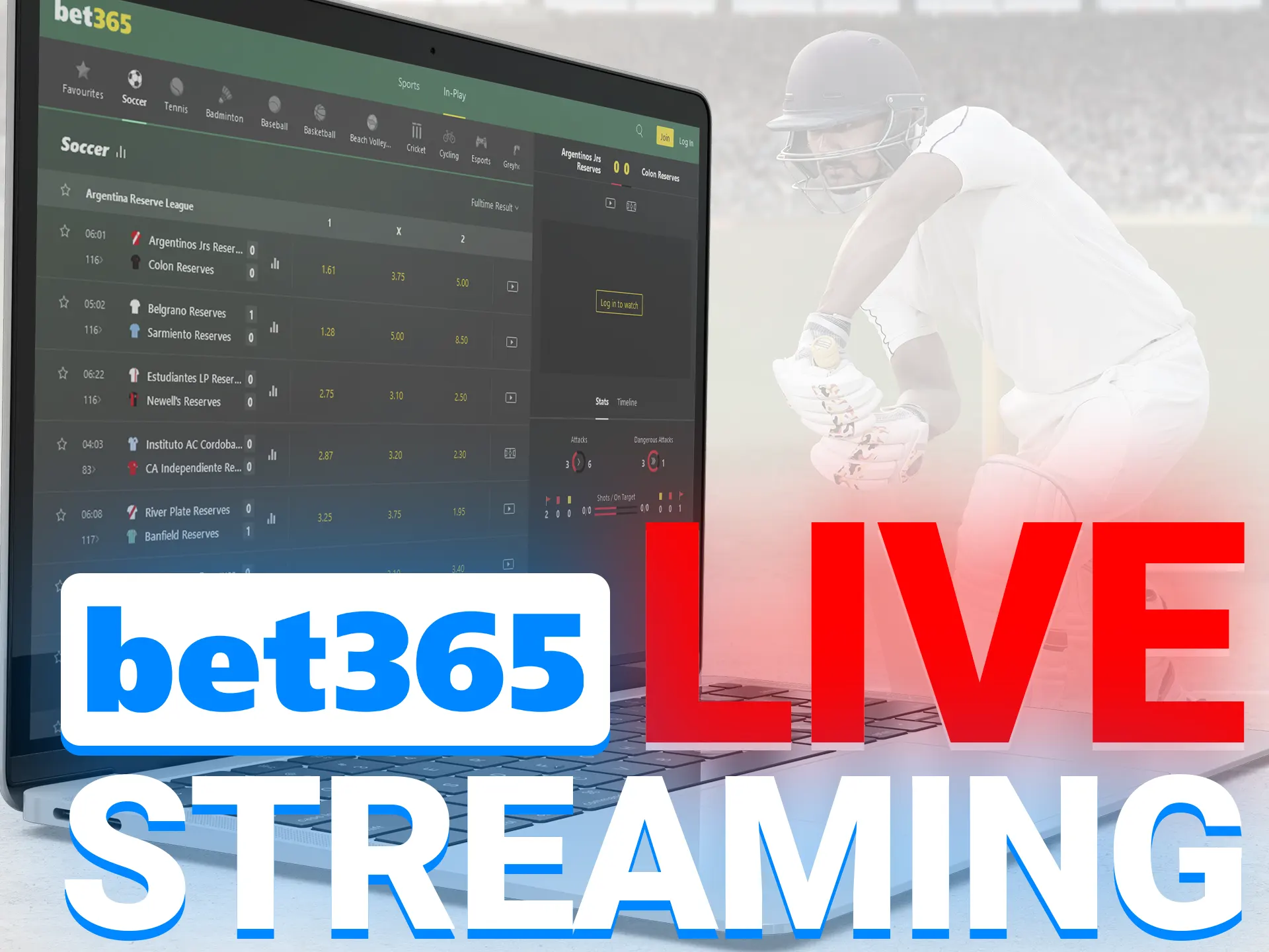 Bet365 offers a live streaming feature that covers all major cricket tournaments.