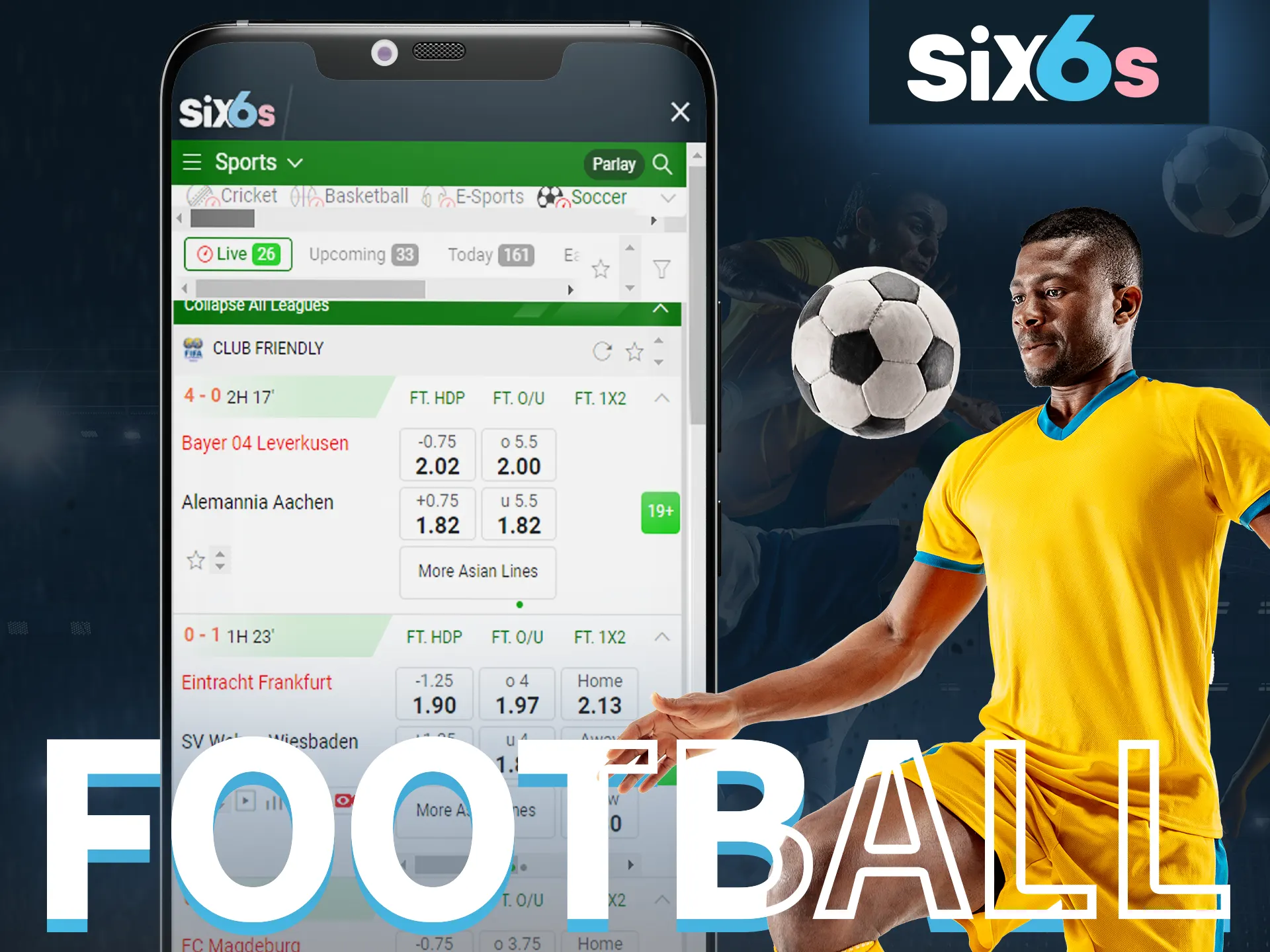Place football bets with Six6s.