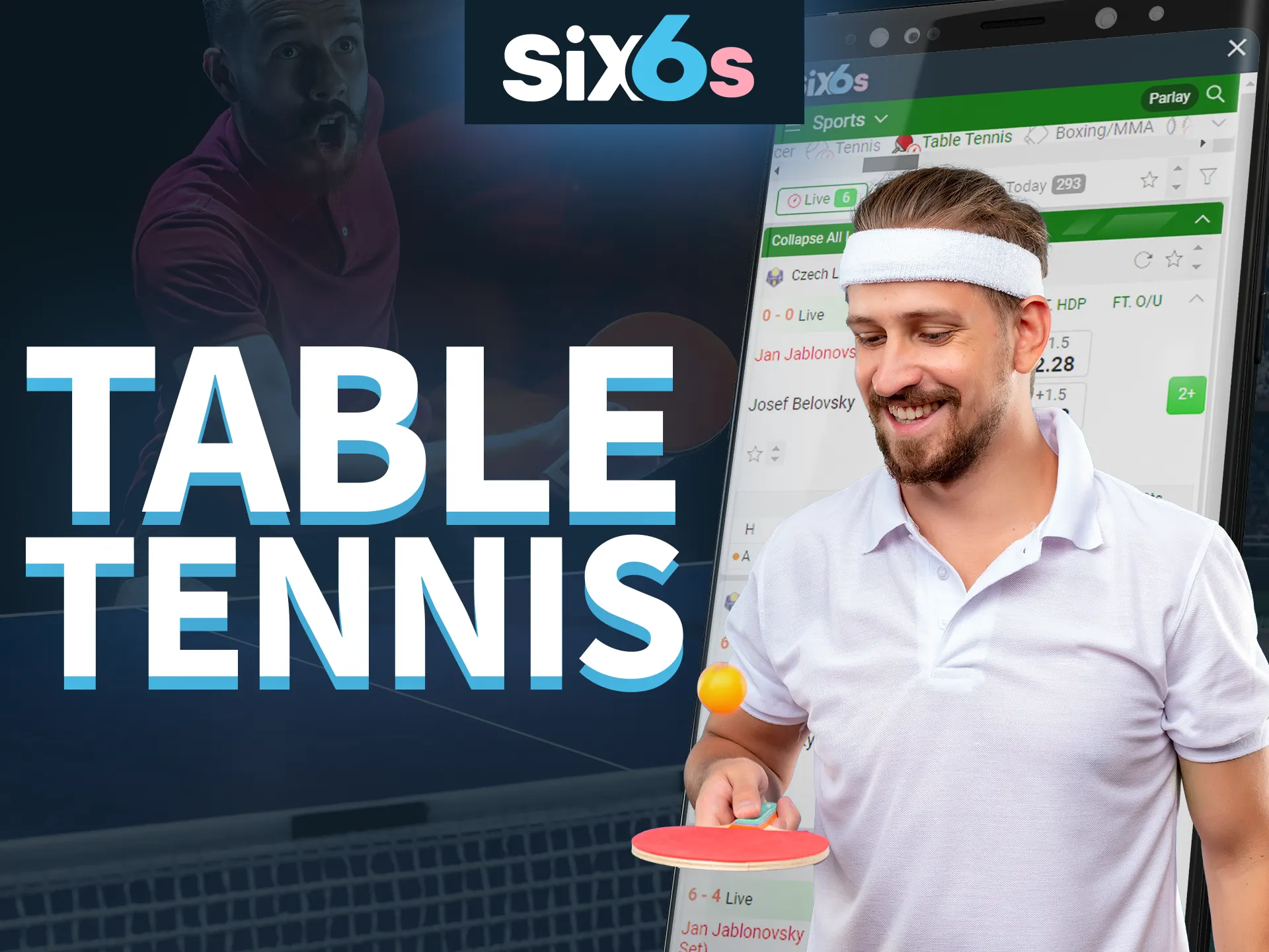Bet on table tennis tournaments with Six6s.