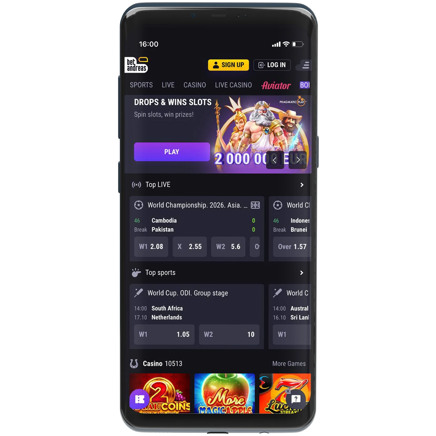 Play online casino and bet on sports with Betandreas.