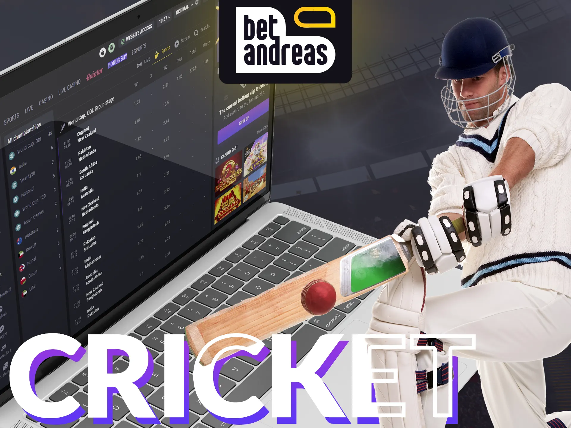 Bet on cricket with BetAndreas.