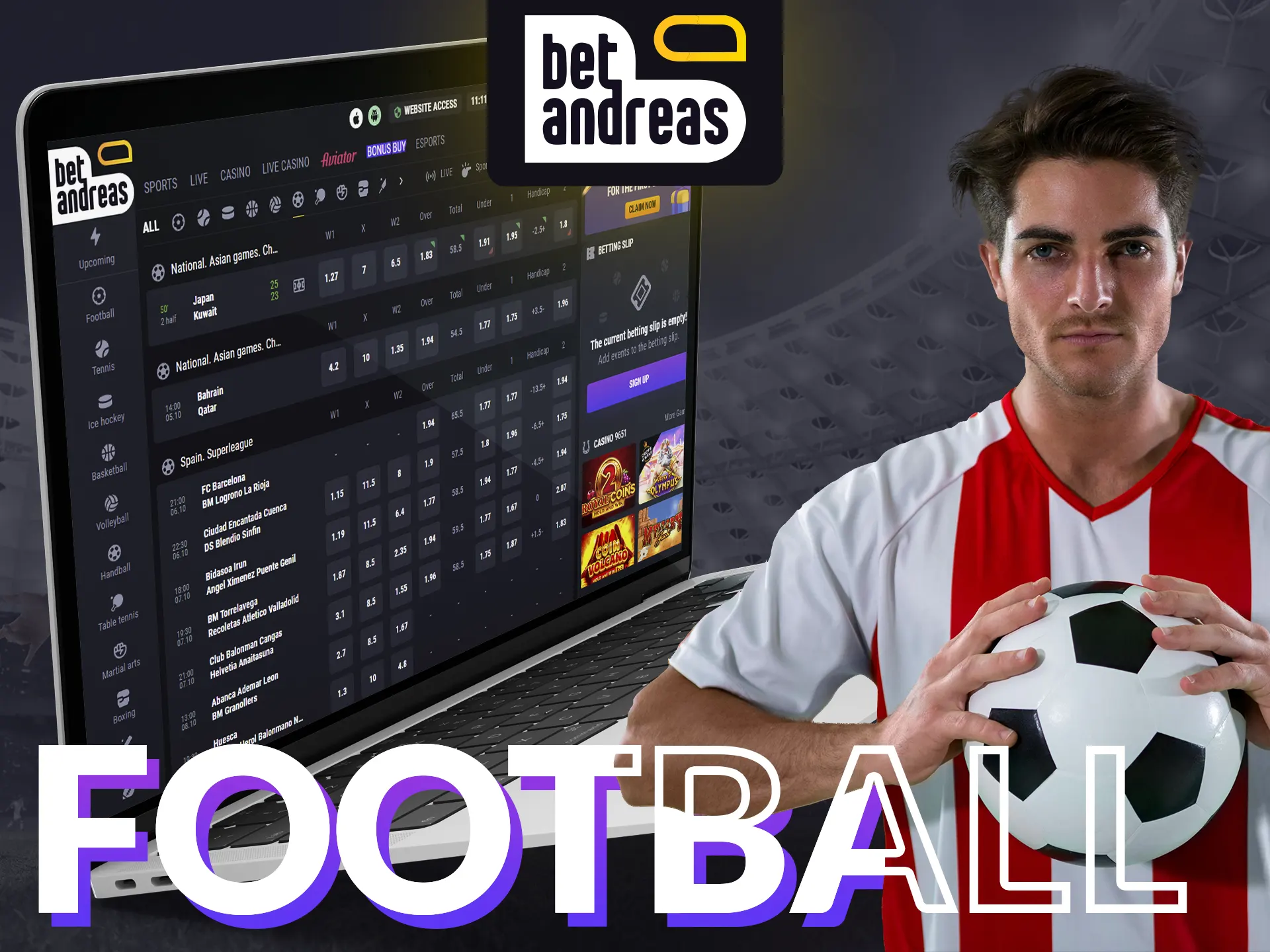 Bet on football with BetAndreas.
