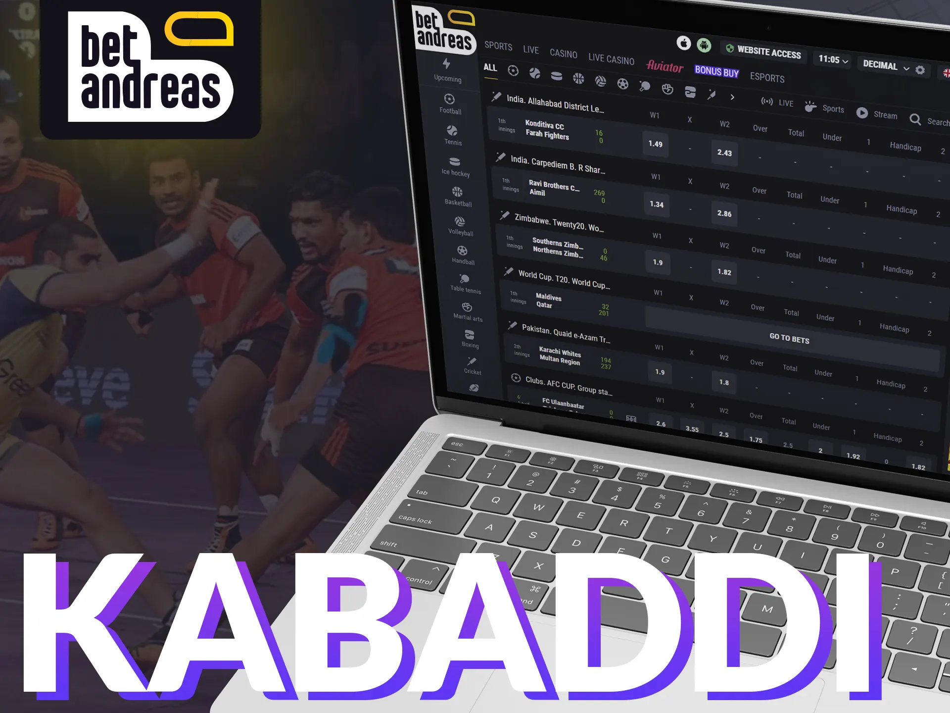 Place your kabaddi bets with BetAndreas.