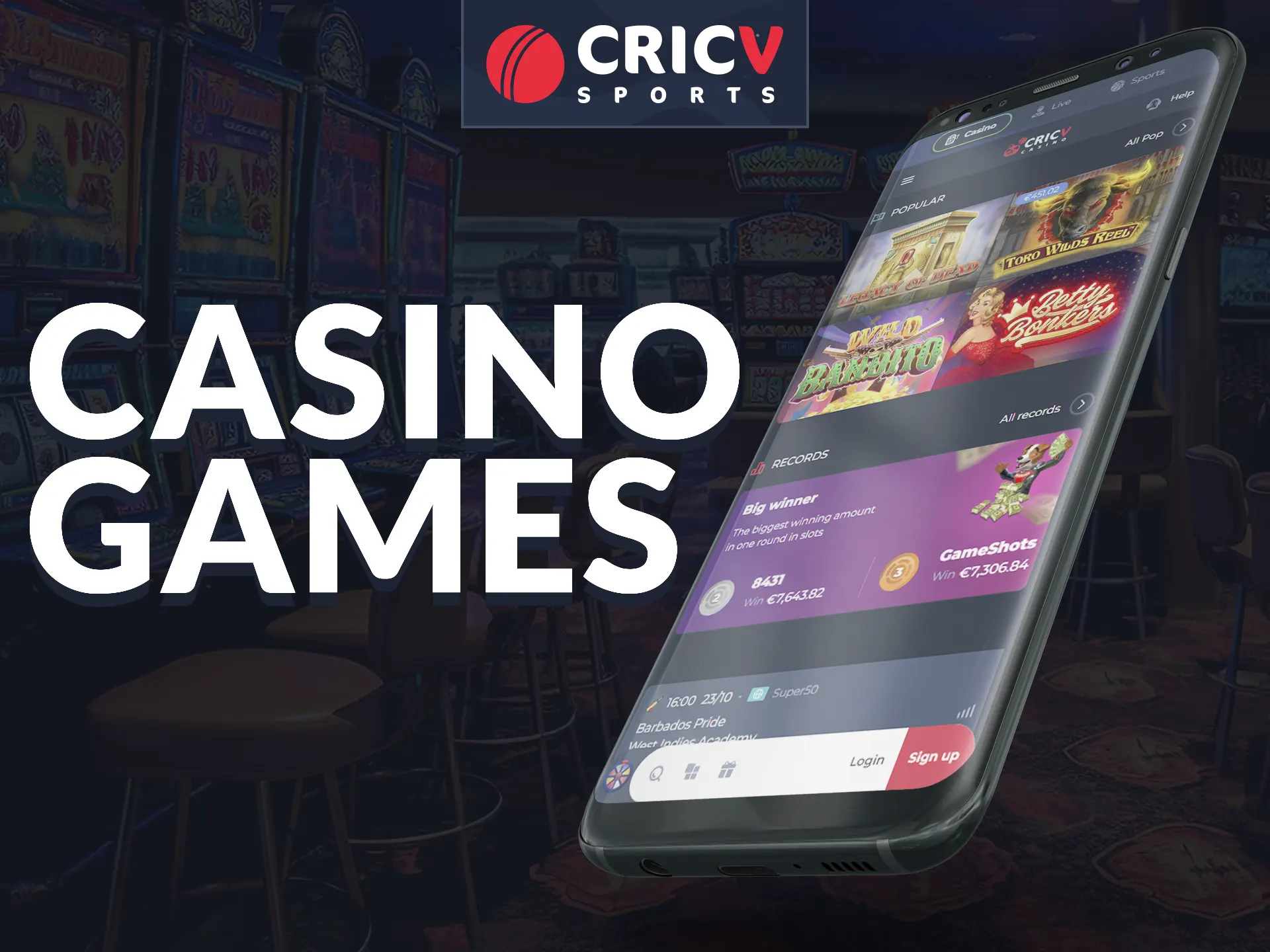 Play in the Cricv casino app.