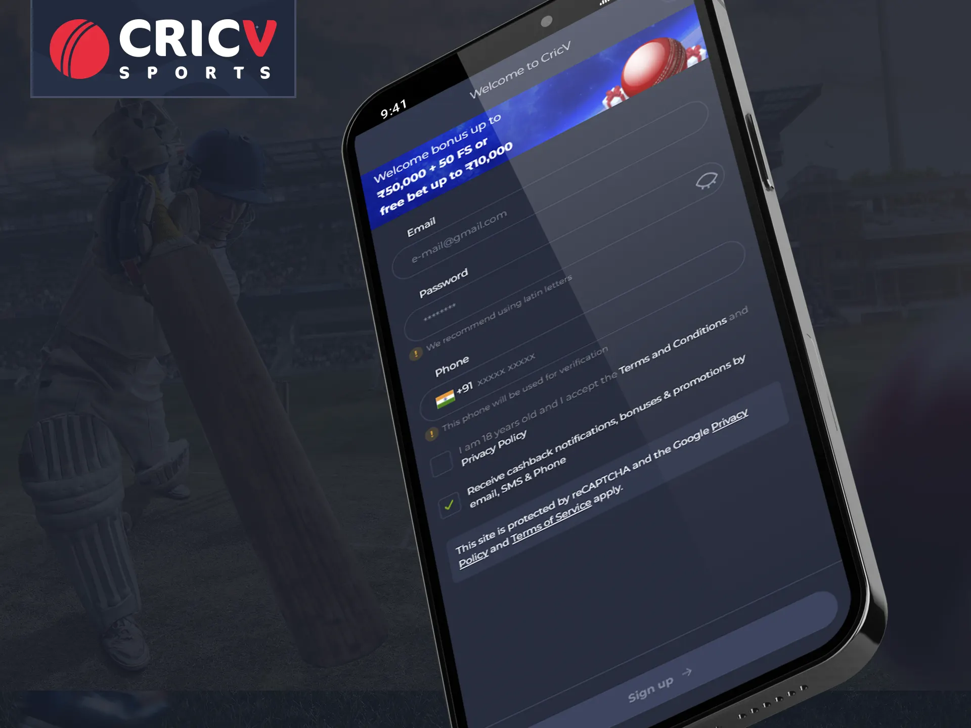 Go through the registration process in the Cricv app.