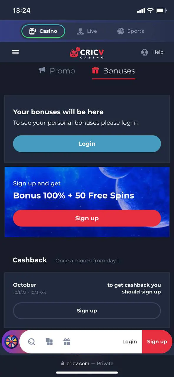 Get bonuses on the Cricv app.