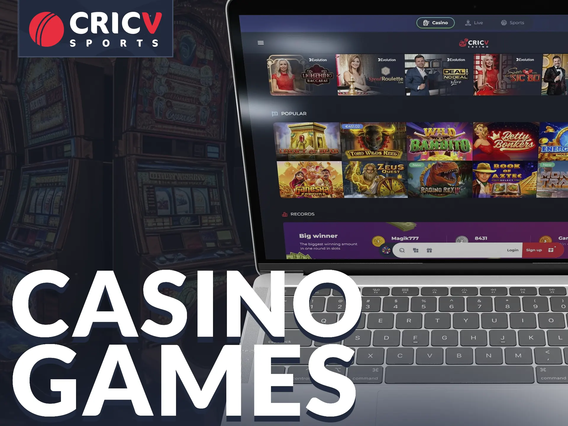 Cricv provides a wide range of casino games.