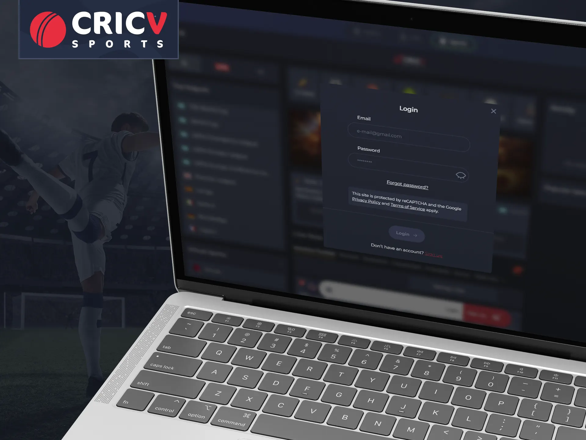 Log into your account on the Cricv website.