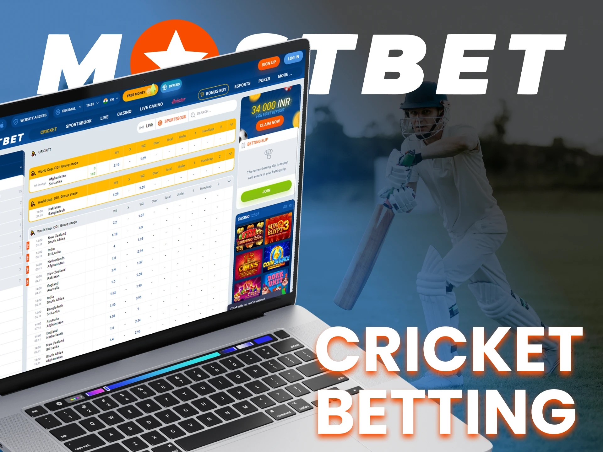At Mostbet, bet on cricket.