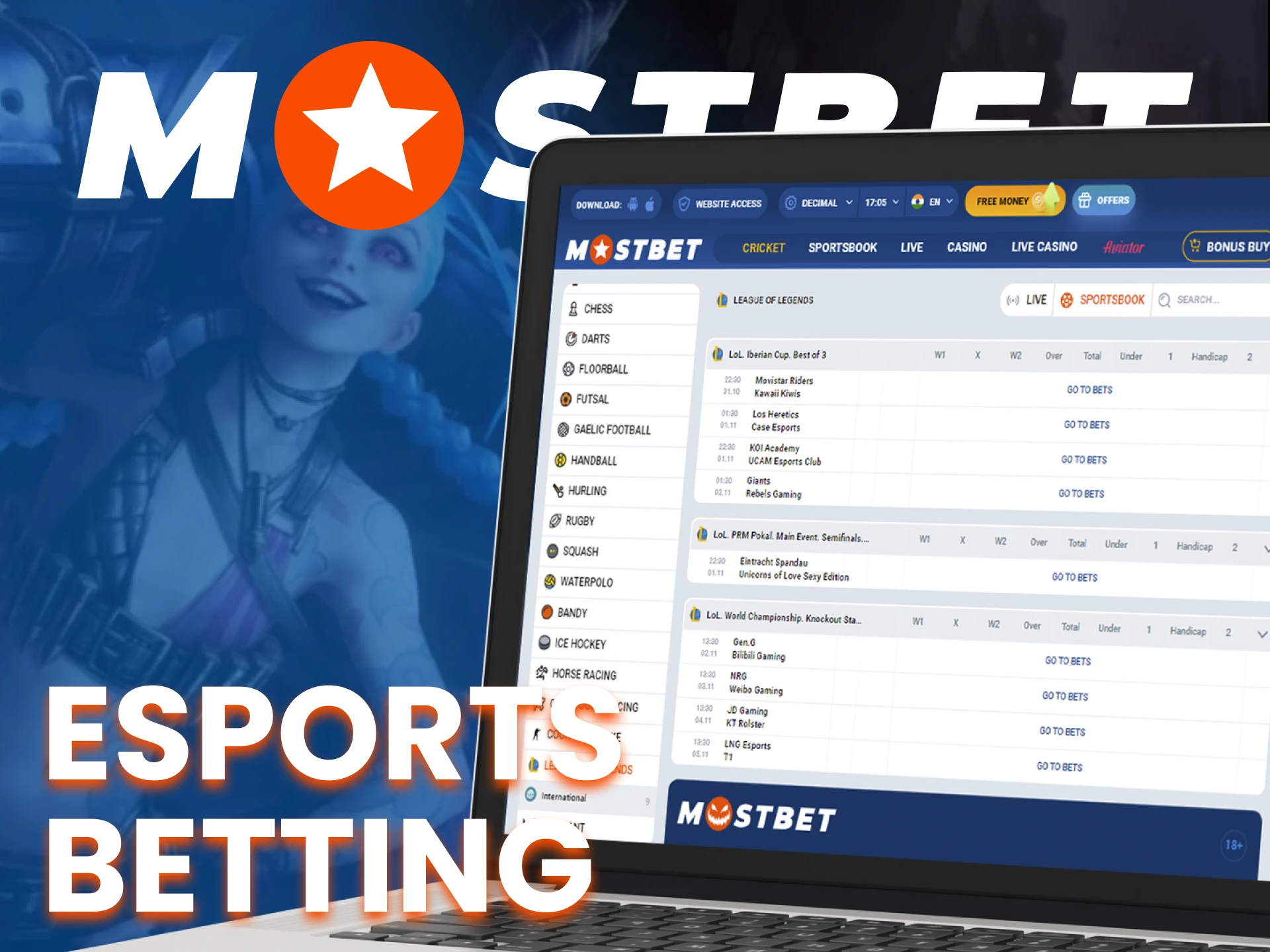 At Mostbet, place your bets on esports.