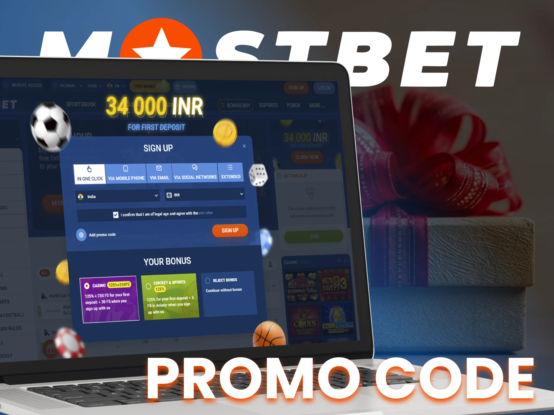 Use a special promo code at Mostbet and get the benefits.
