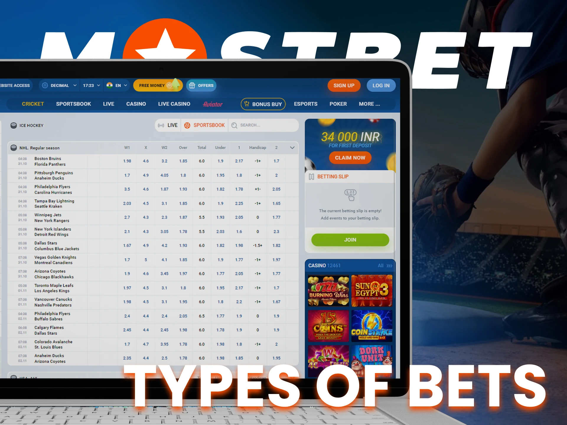 At Mostbet, try betting of different types.