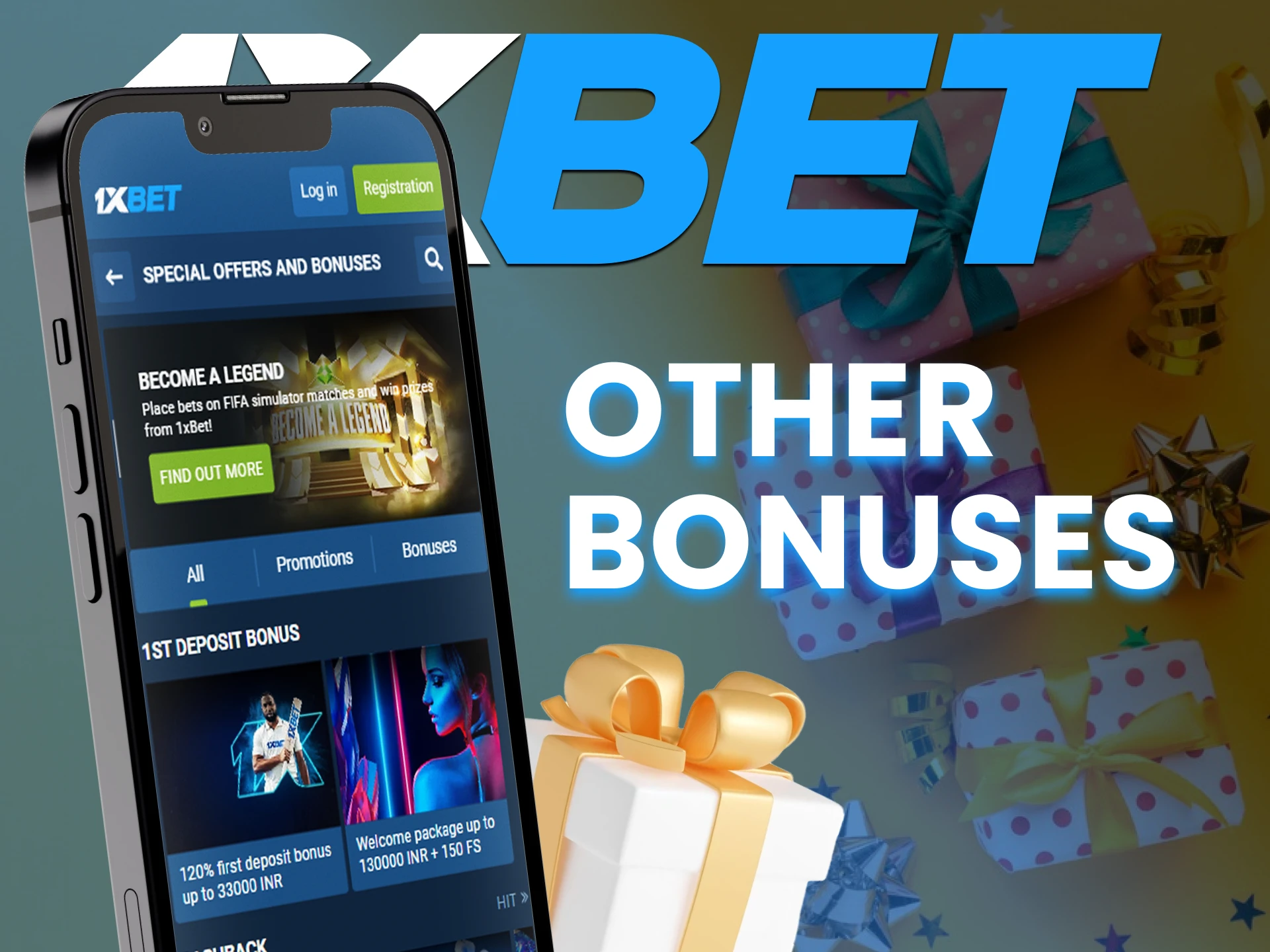 Get other bonuses from 1xbet after registration and the first deposit.