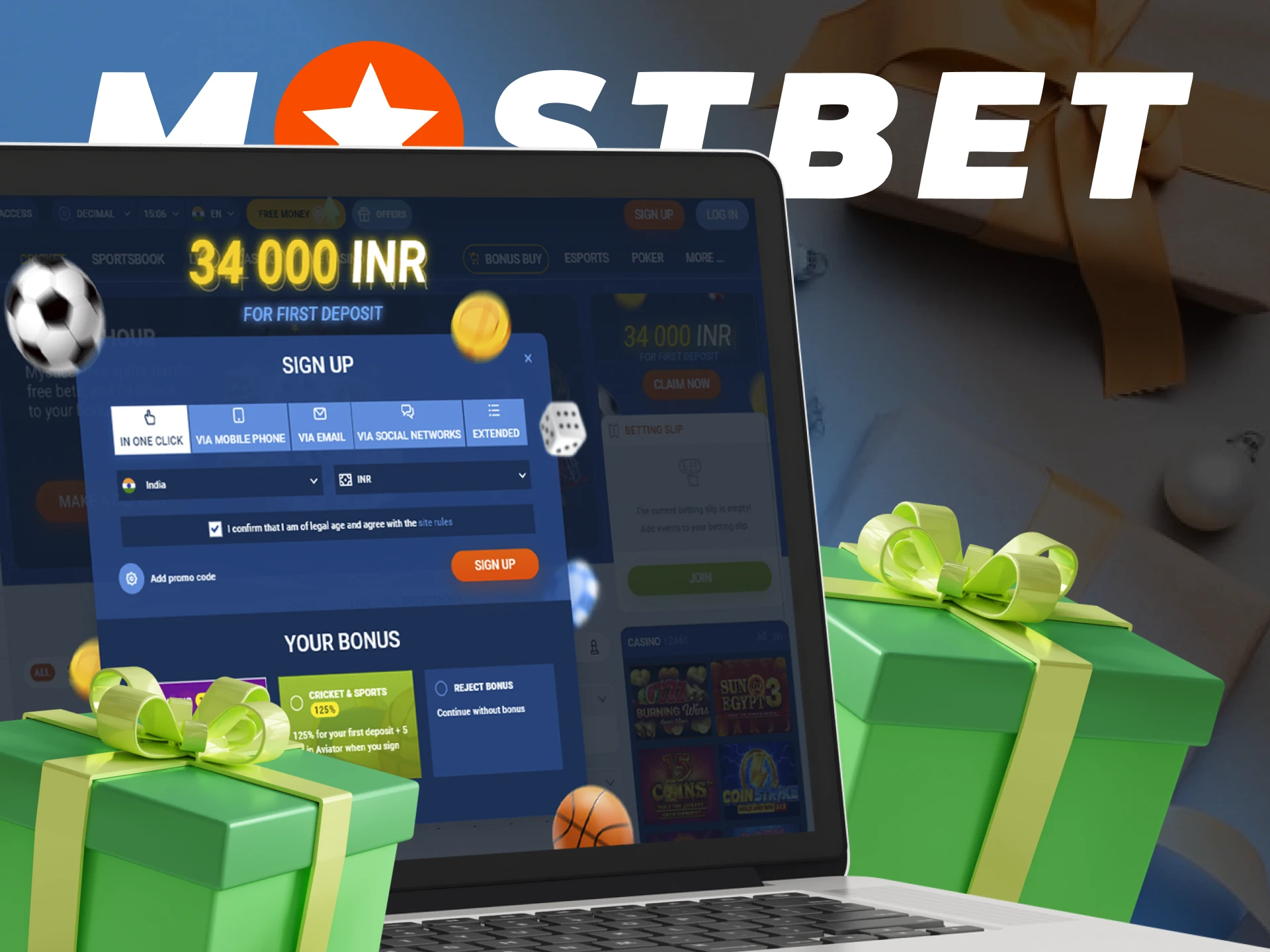 You need to create an account on the Mostbet if you want to get the welcome bonus.