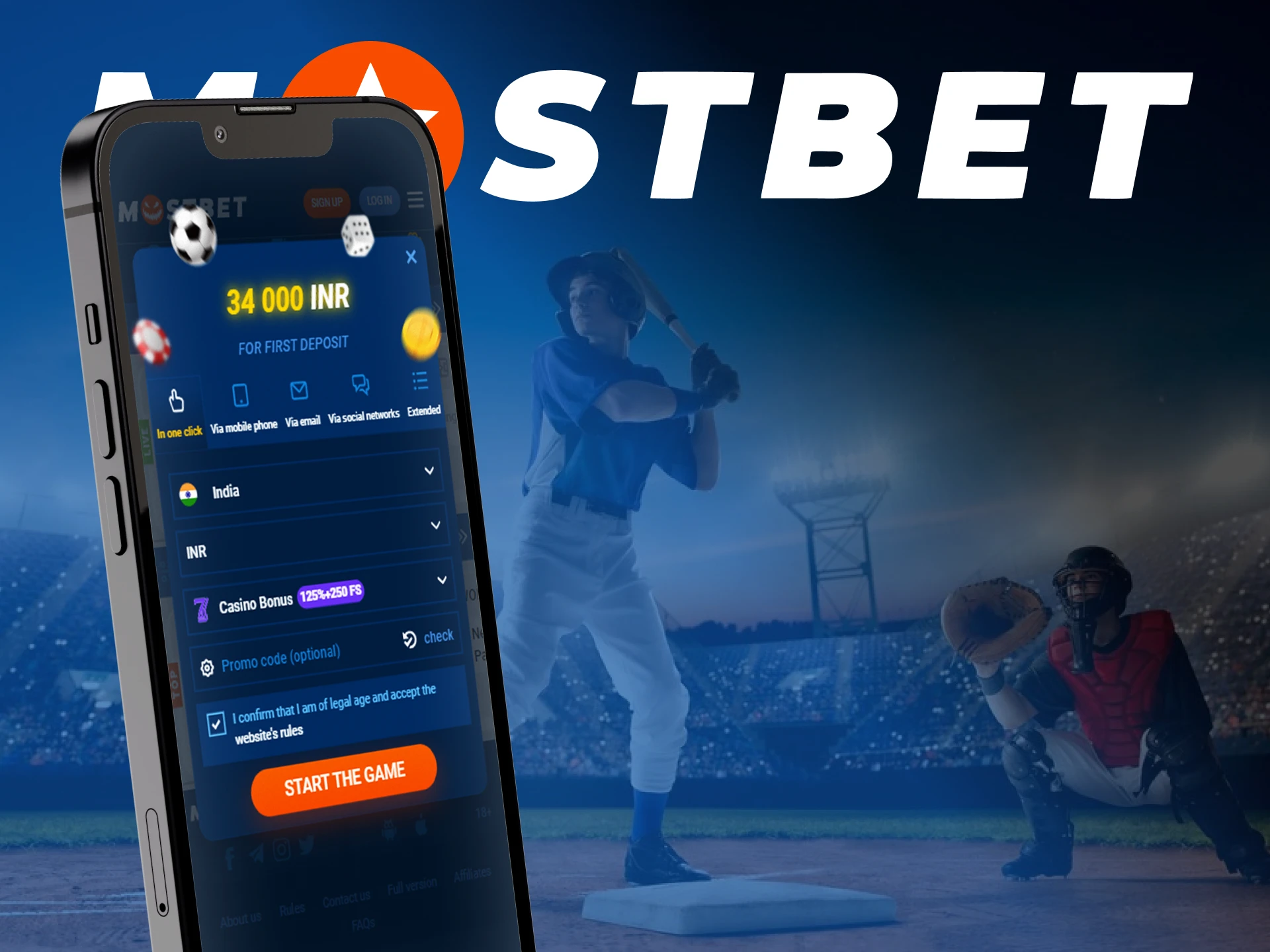 Run the app and create a new account on Mostbet.