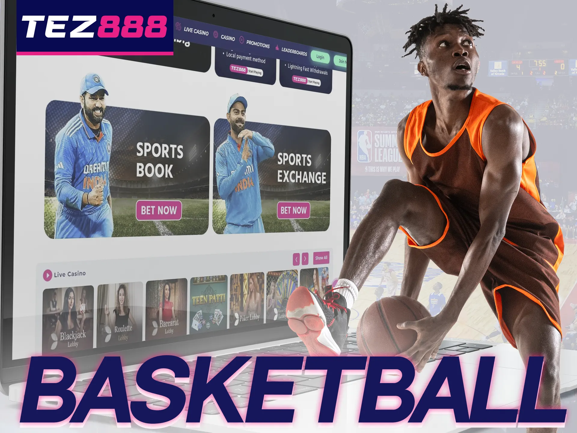 On the official Tez888 website you can bet on popular basketball games .