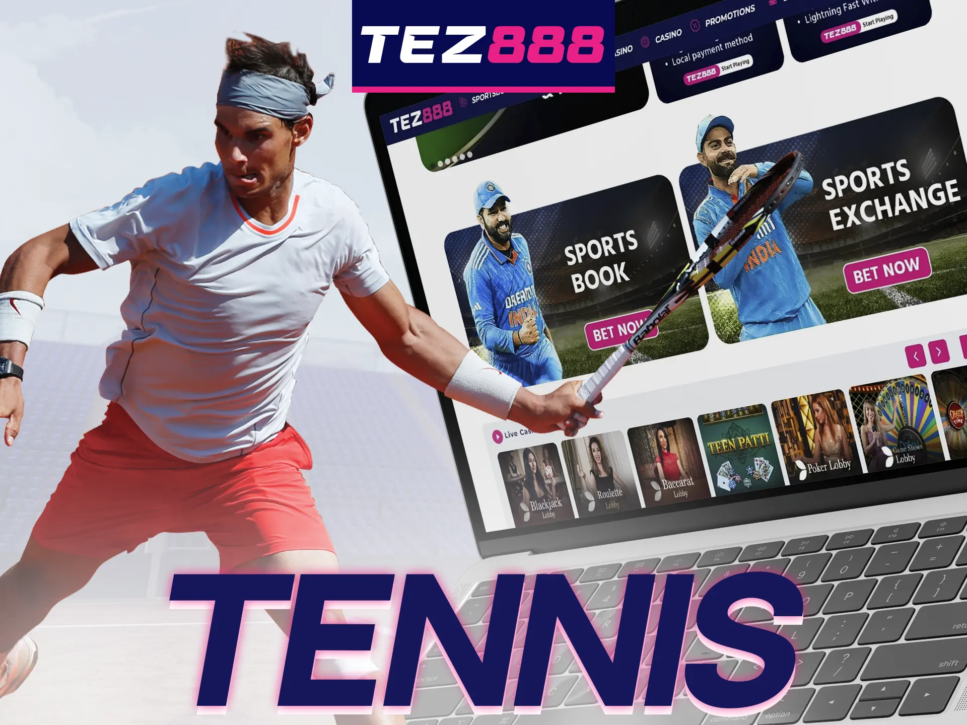 Place your bets on major tennis competitions with Tez888.