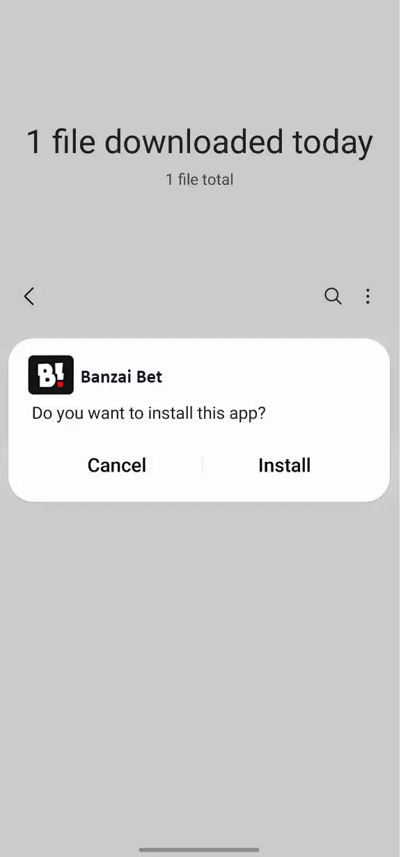 Finish the installation of the Banzai Bet mobile app.