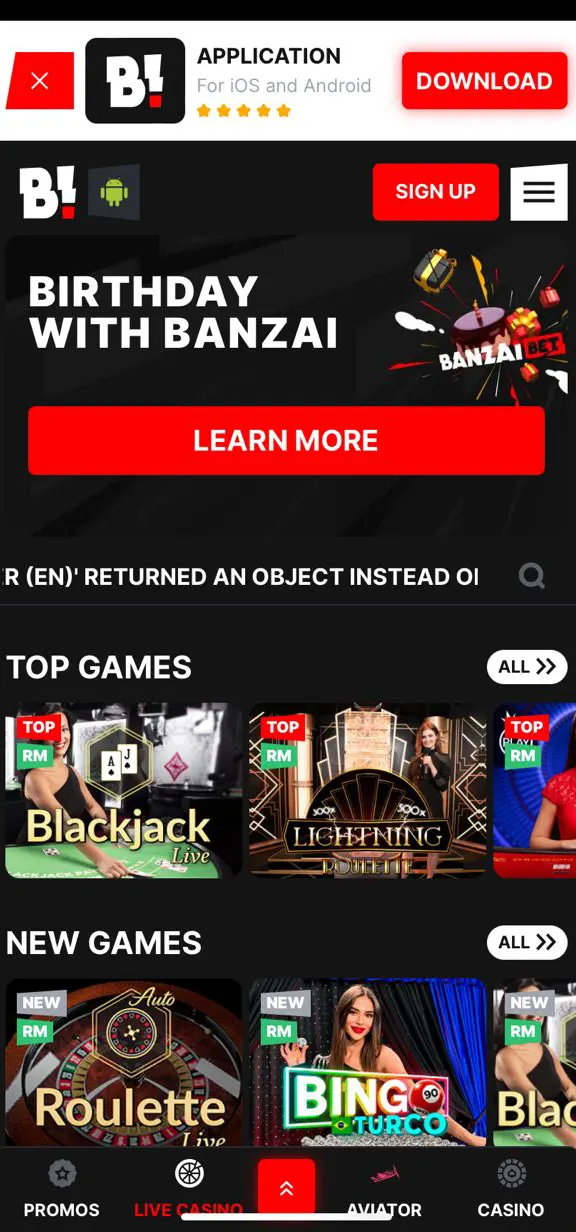 Start the process of installing the Banzai Bet app on your Android device.