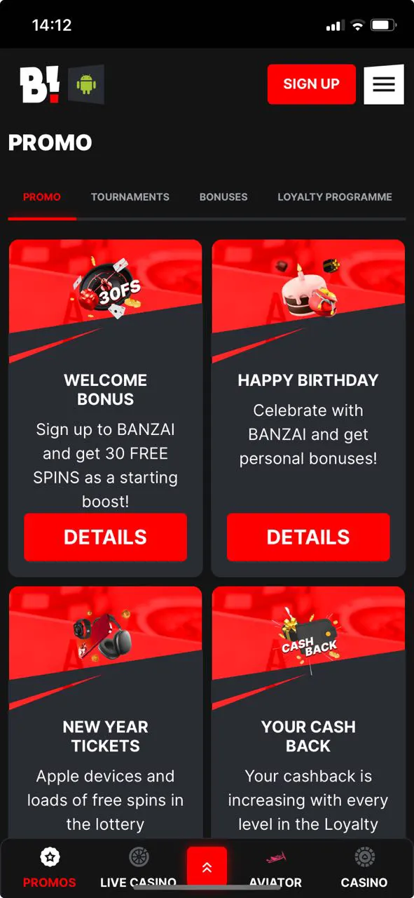 Familiarise yourself with Banzai Bet's bonus system.