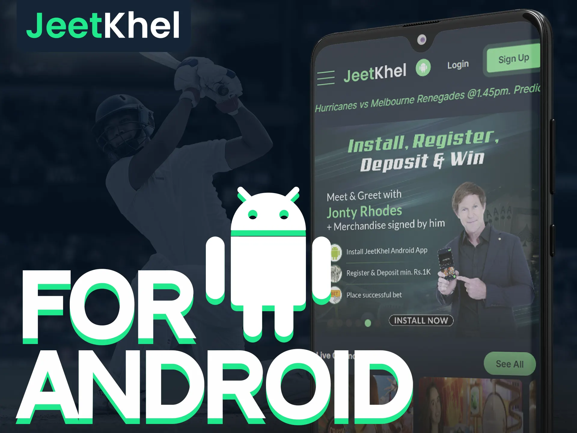 Start the process of installing the Jeetkhel app on your Android device.