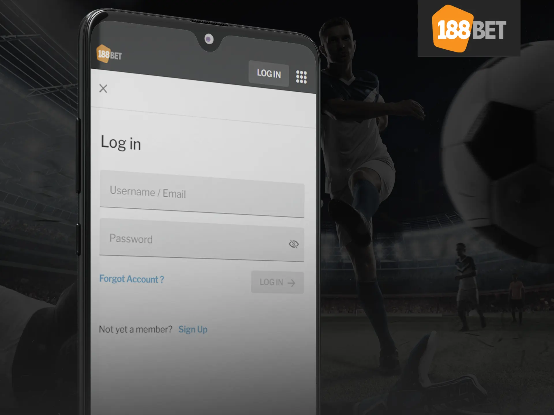 Log into your 188bet account from your mobile device.