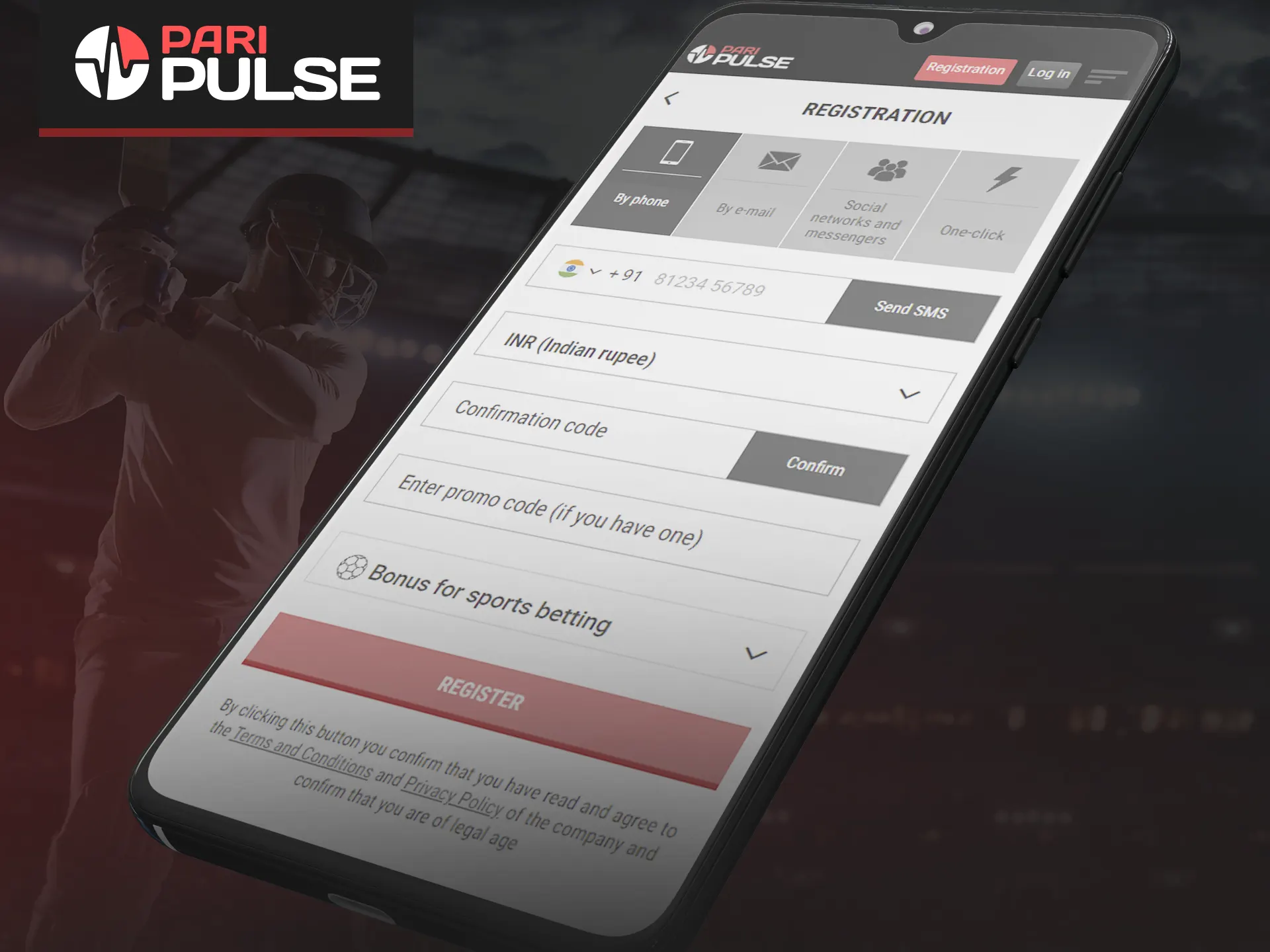Register an account on the PariPulse mobile app.