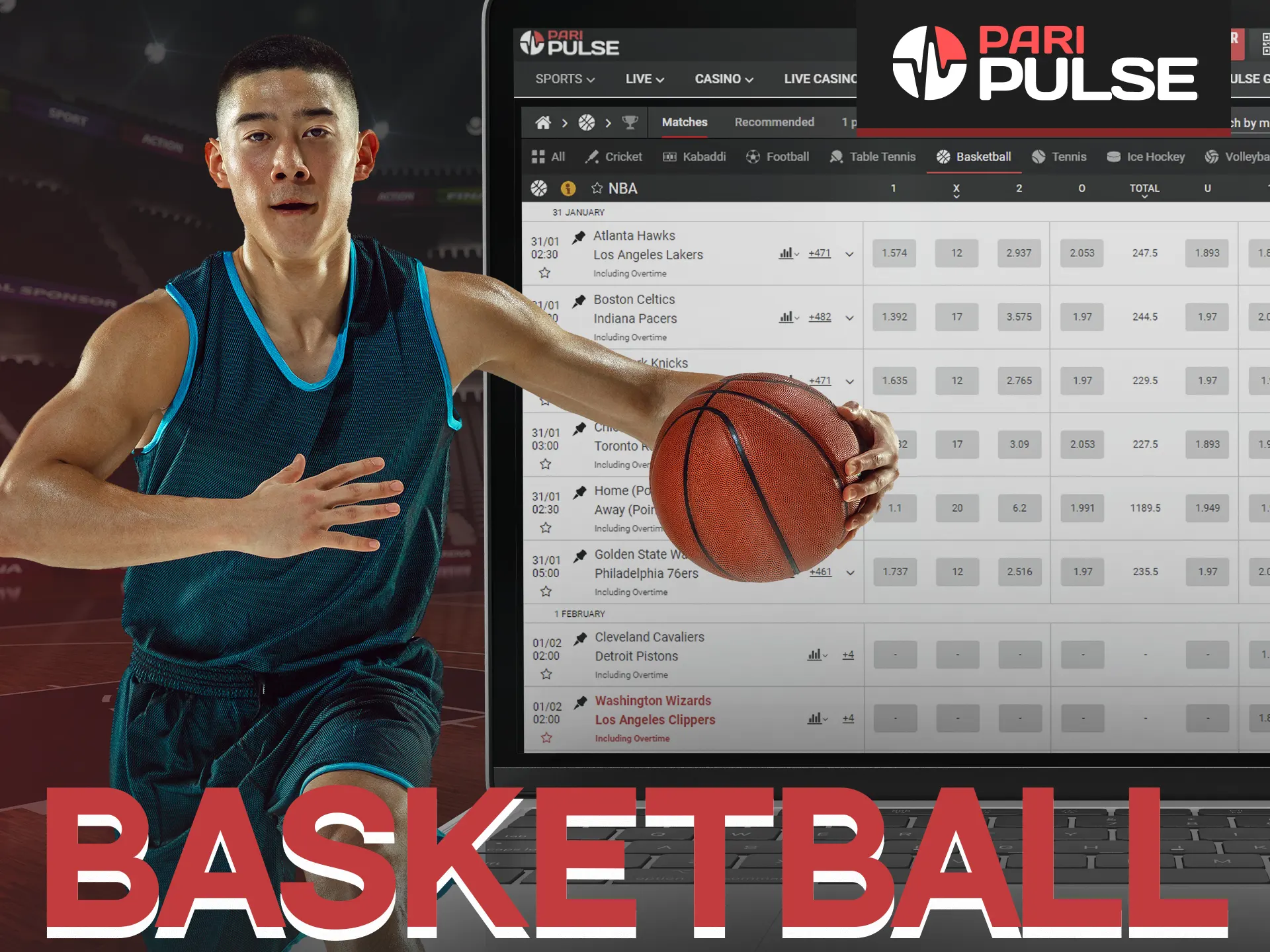 Place bets on basketball events at PariPulse.