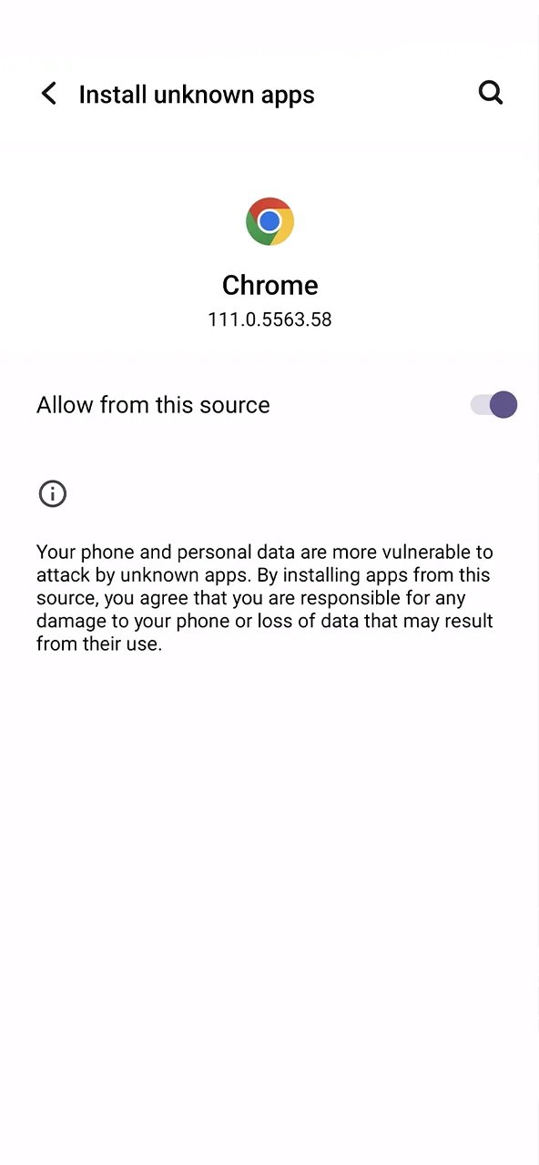 In the security settings, allow installation of applications from unknown sources.