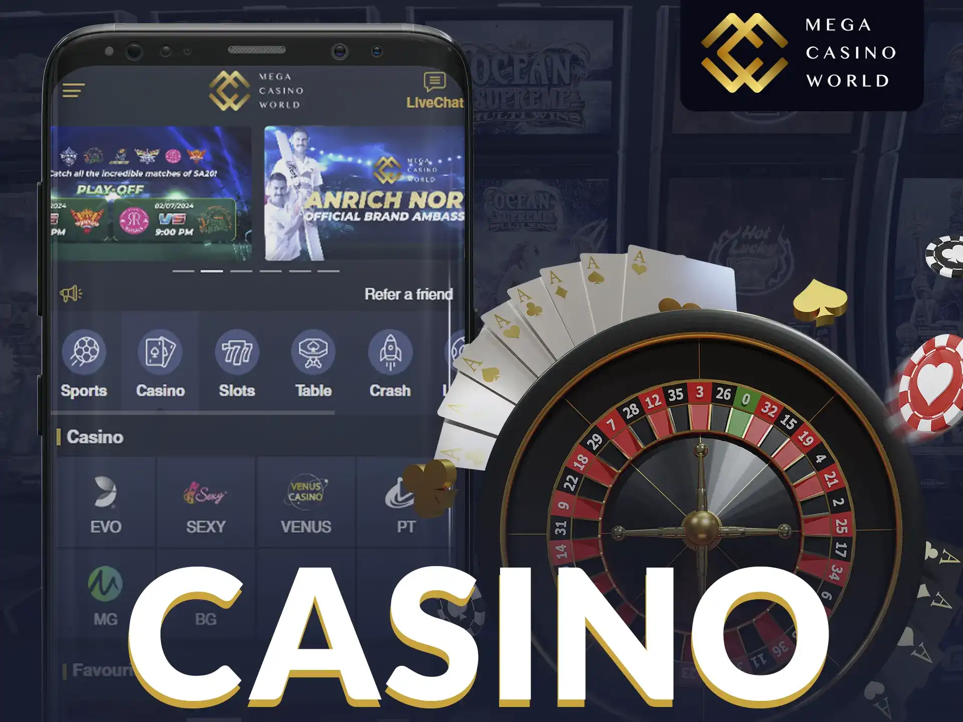 At Mega Casino World, you'll find thousands of interesting and exciting games for every taste.