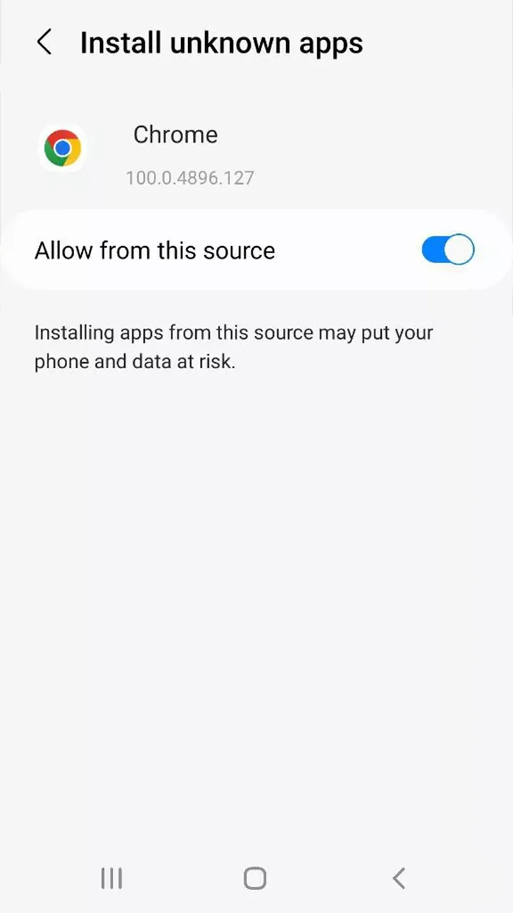 Allow installation from unknown sources.