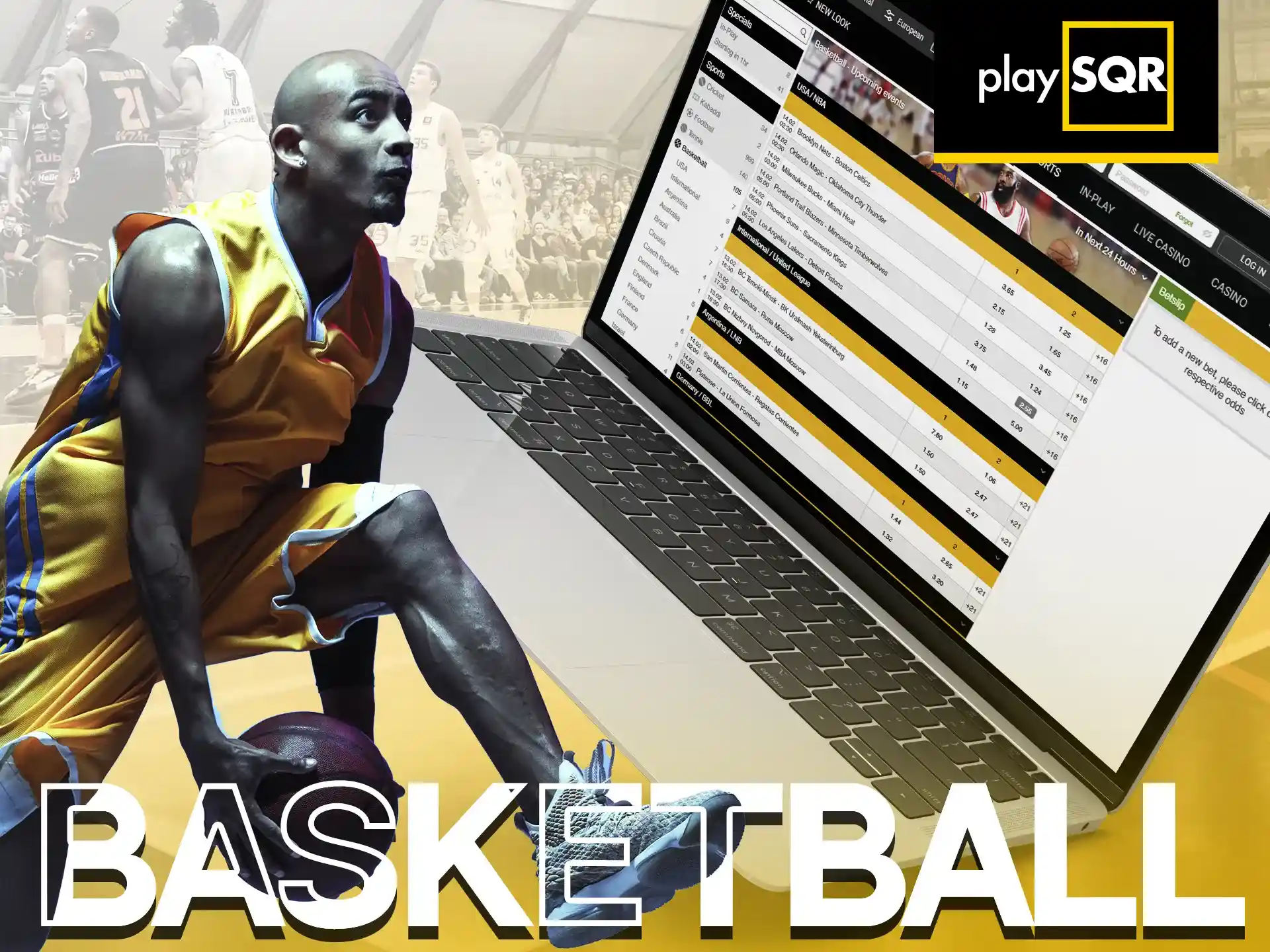 Bet on popular basketball events with PlaySQR.