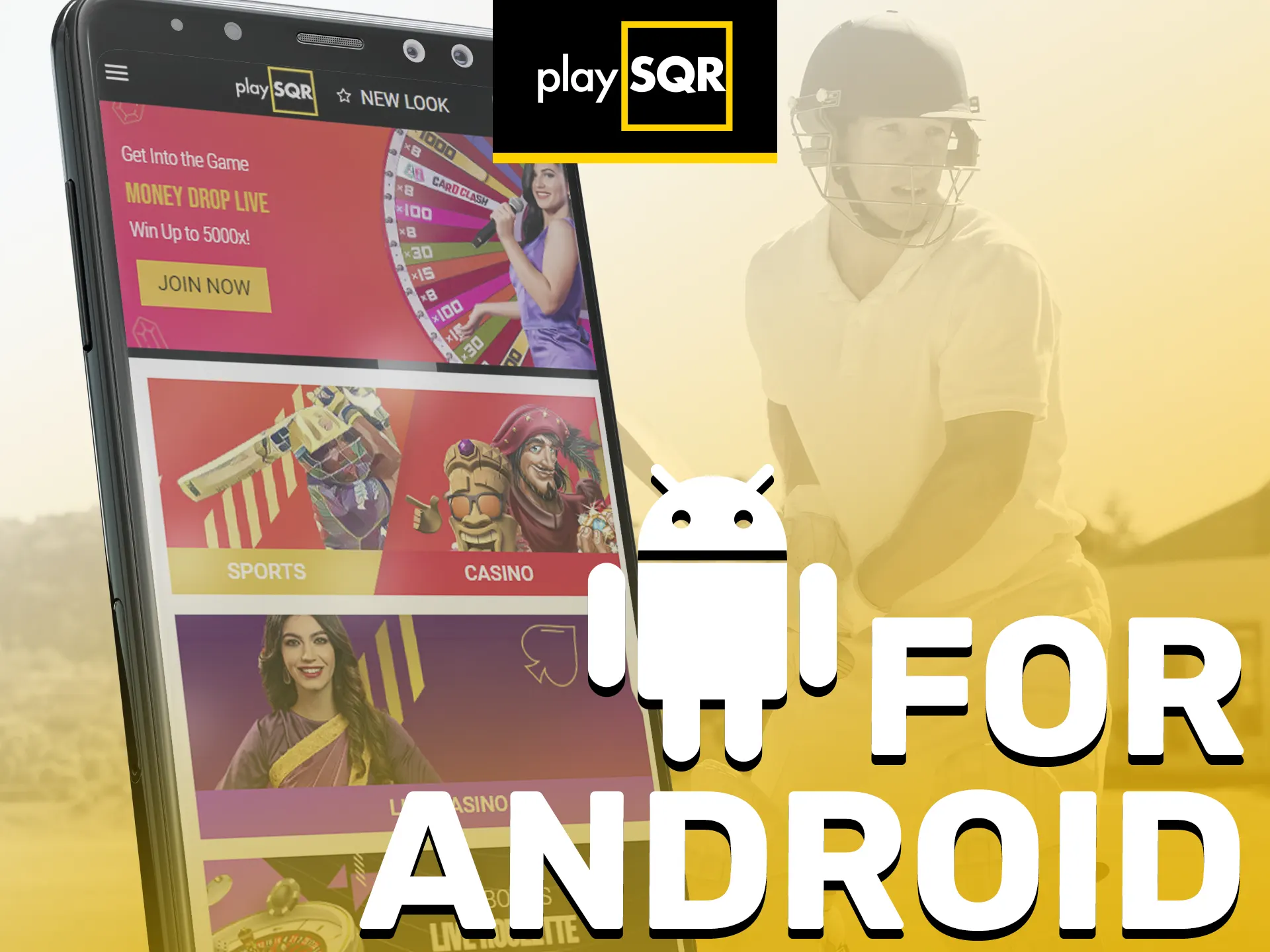 You can download the Android mobile app from the official PlaySQR website.