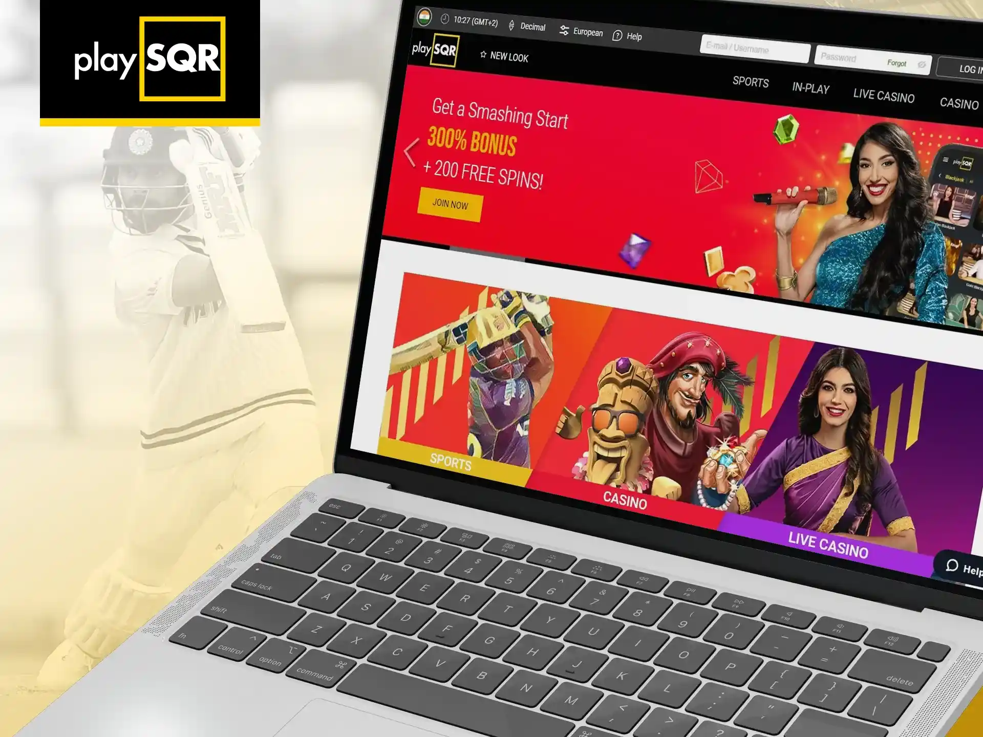 The PlaySQR site is popular in India for its exciting sports betting and casino games.