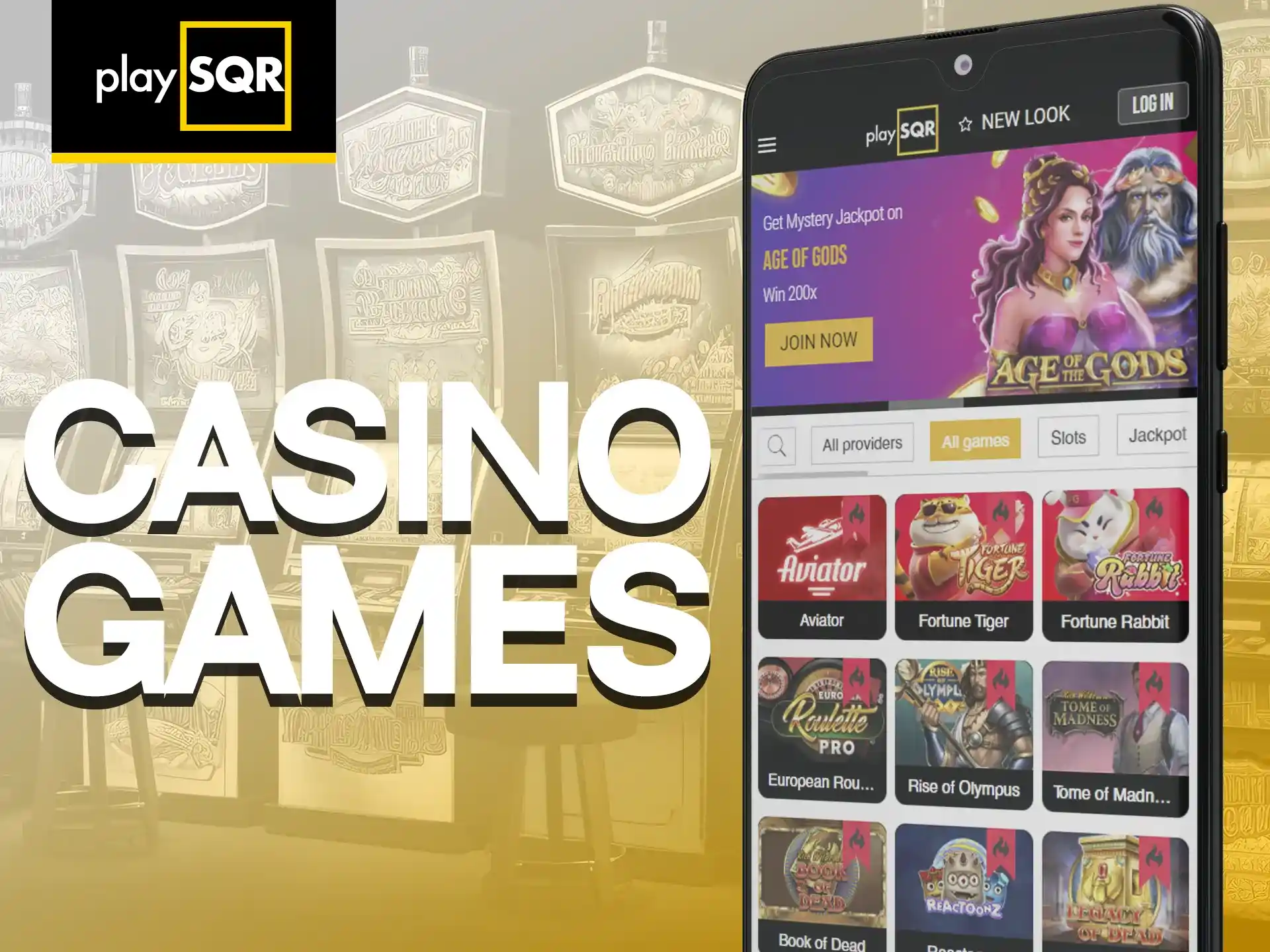 You can play traditional casino table games, slots and roulette on the PlaySQR app.