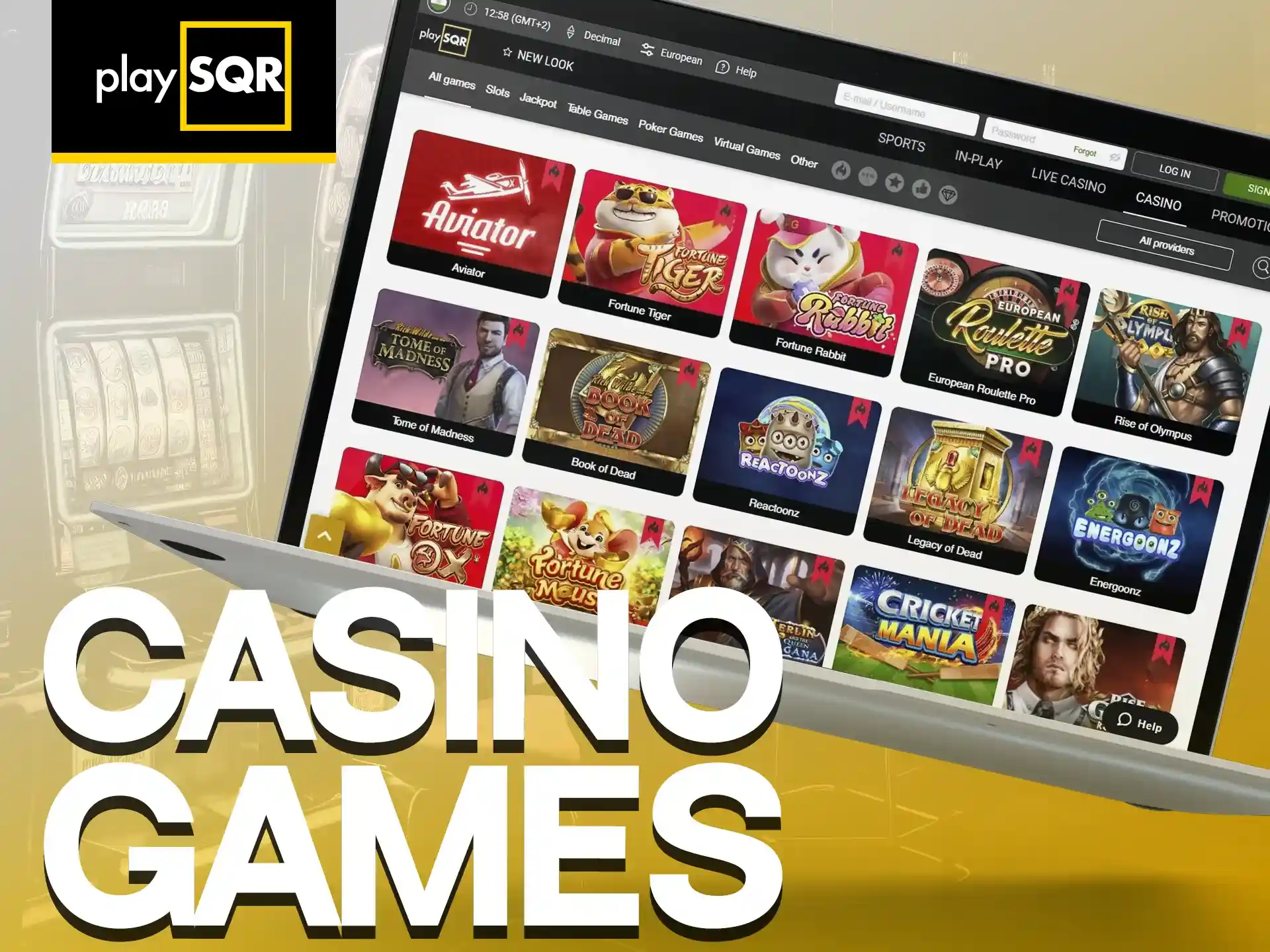 PlaySQR Casino offers classic and popular games.