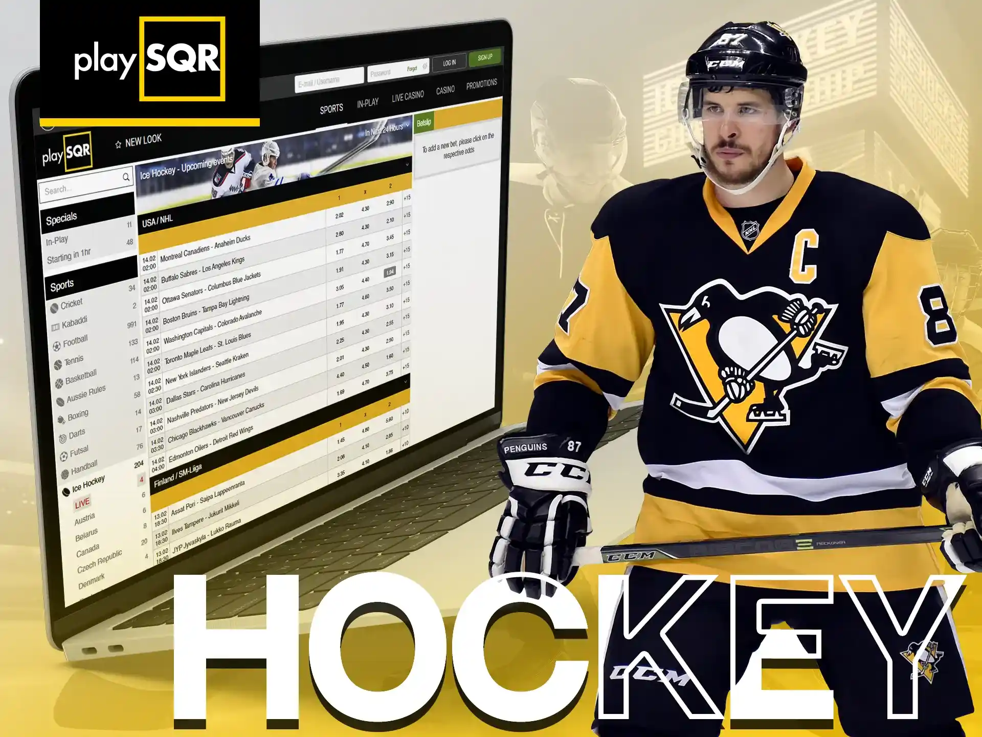 For hockey fans, PlaySQR provides plenty of betting opportunities on your favorite teams.