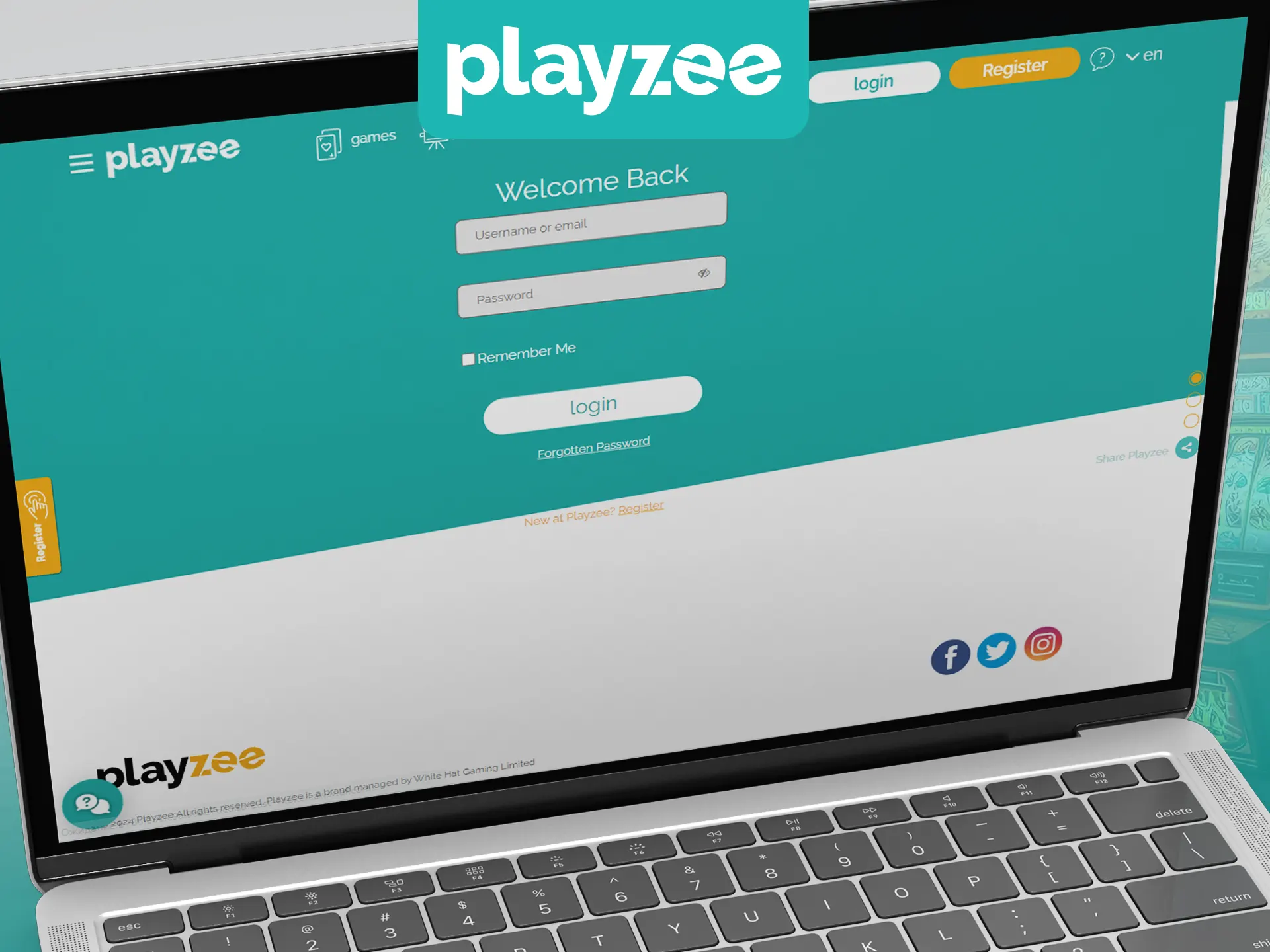 Enter your email and password to log in to Playzee Casino.